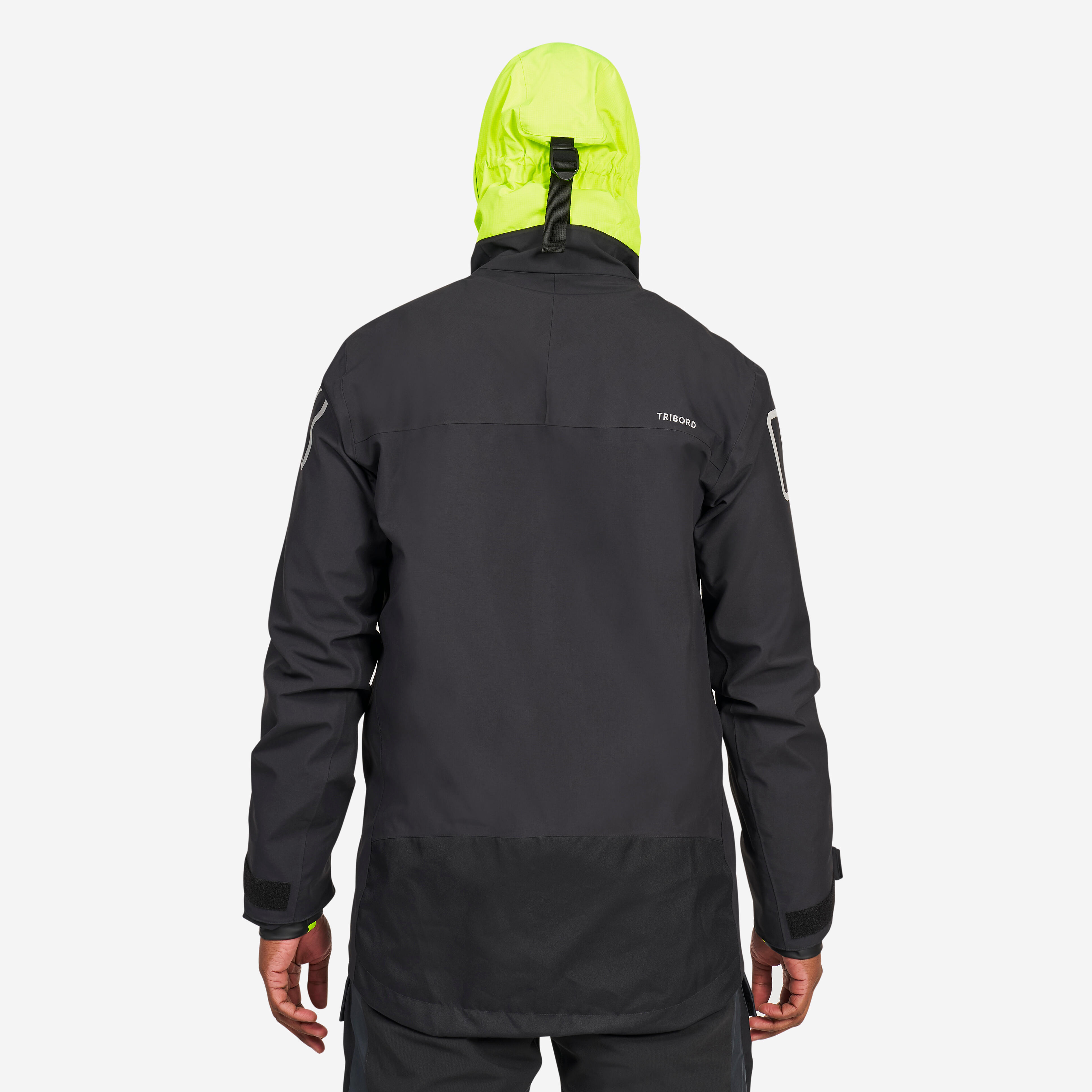 Erkek Yelkenli Yağmurluğu - Siyah/Neon Sarı - Sailing 500
