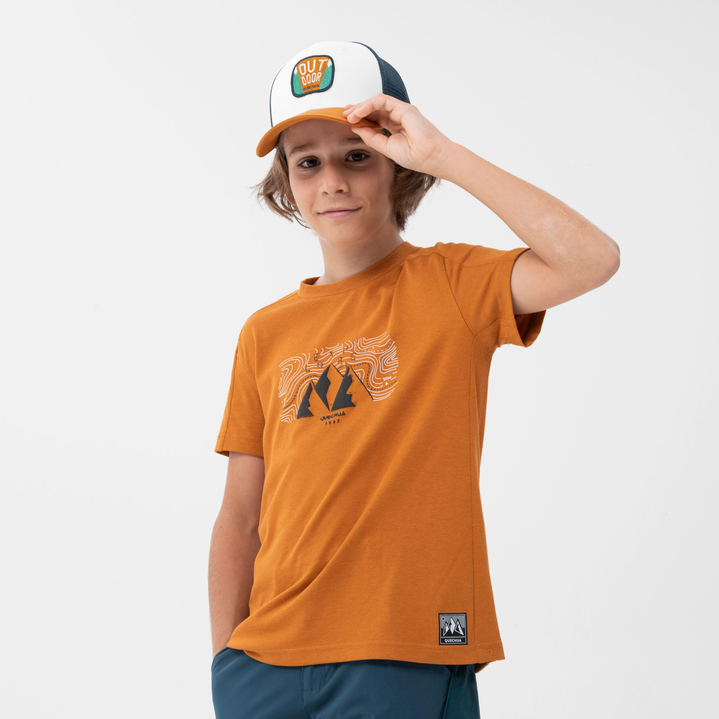 Çocuk Outdoor Trucker Şapka - Beyaz/Mavi - mh100