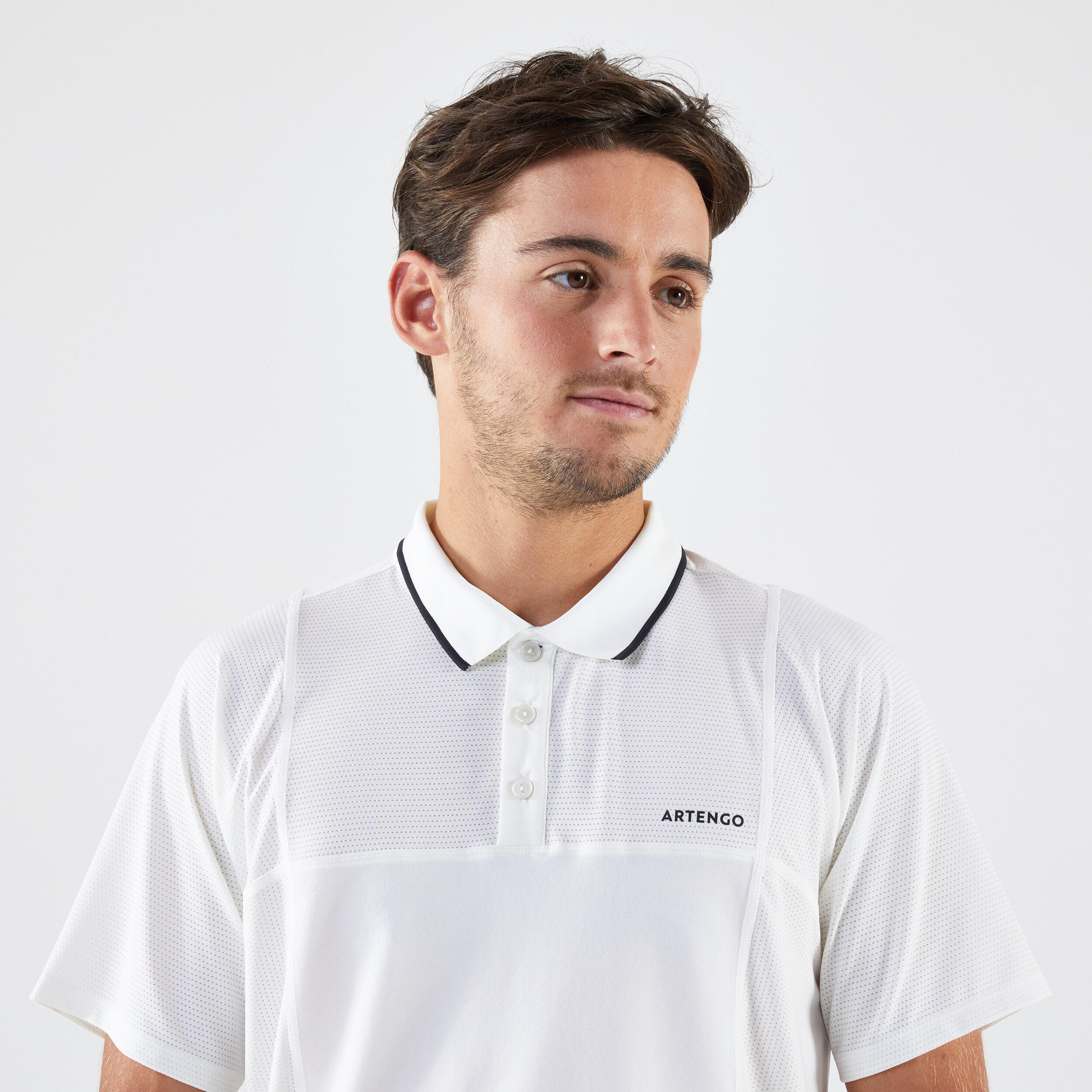 Erkek Kısa Kollu Polo Tenis Tişörtü - Beyaz - Artengo DRY