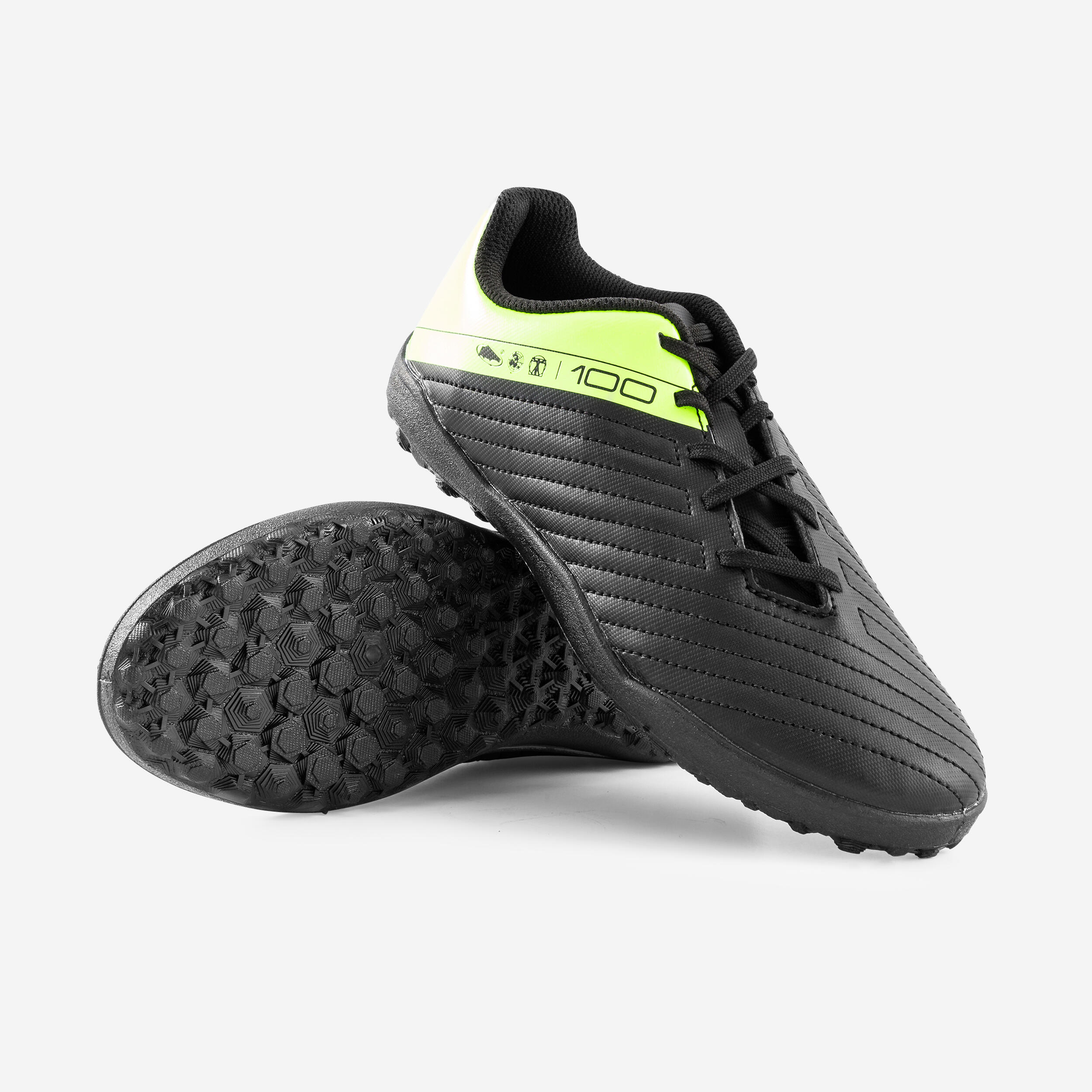 Çocuk Halı Saha Ayakkabısı / Futbol Ayakkabısı - Siyah / Sarı - 100 Turf