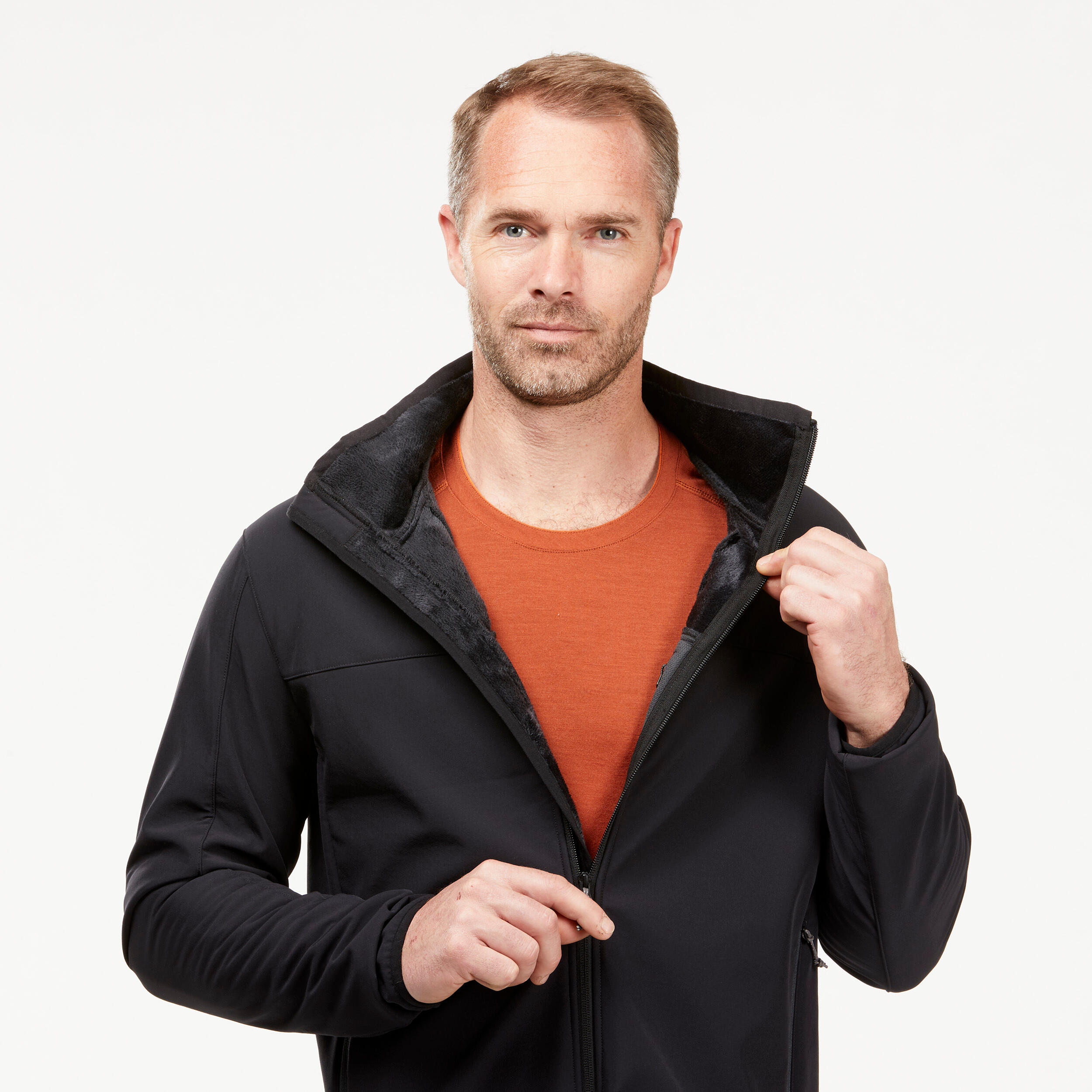 Erkek Outdoor Trekking Rüzgar Kesen Softshell Mont - Siyah - MT100