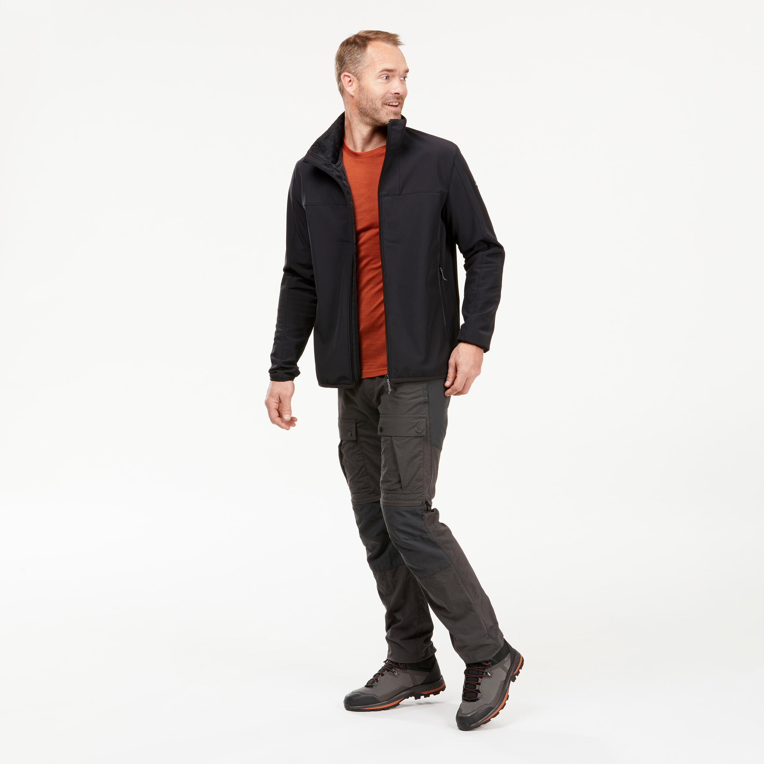 Erkek Outdoor Trekking Rüzgar Kesen Softshell Mont - Siyah - MT100
