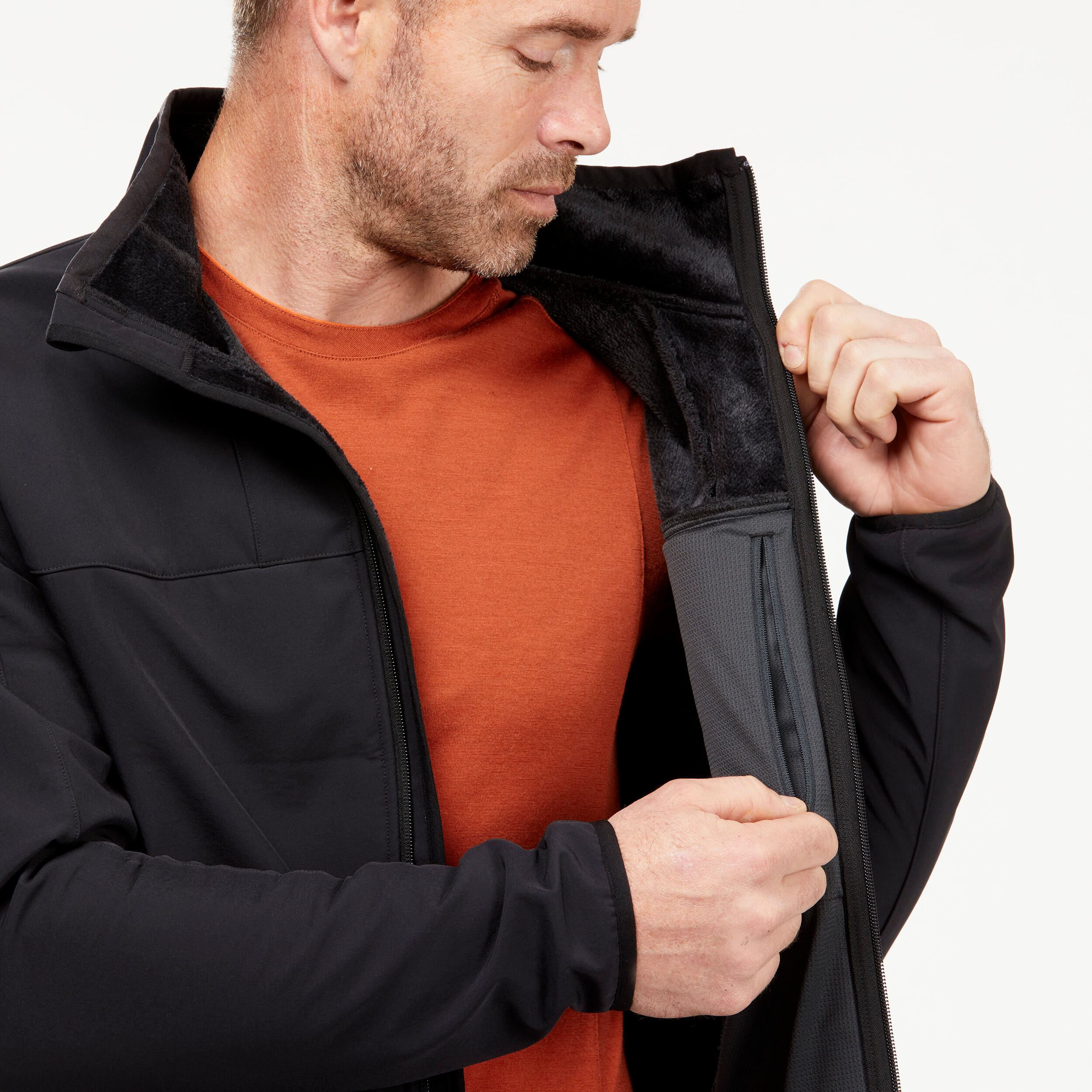 Erkek Outdoor Trekking Rüzgar Kesen Softshell Mont - Siyah - MT100