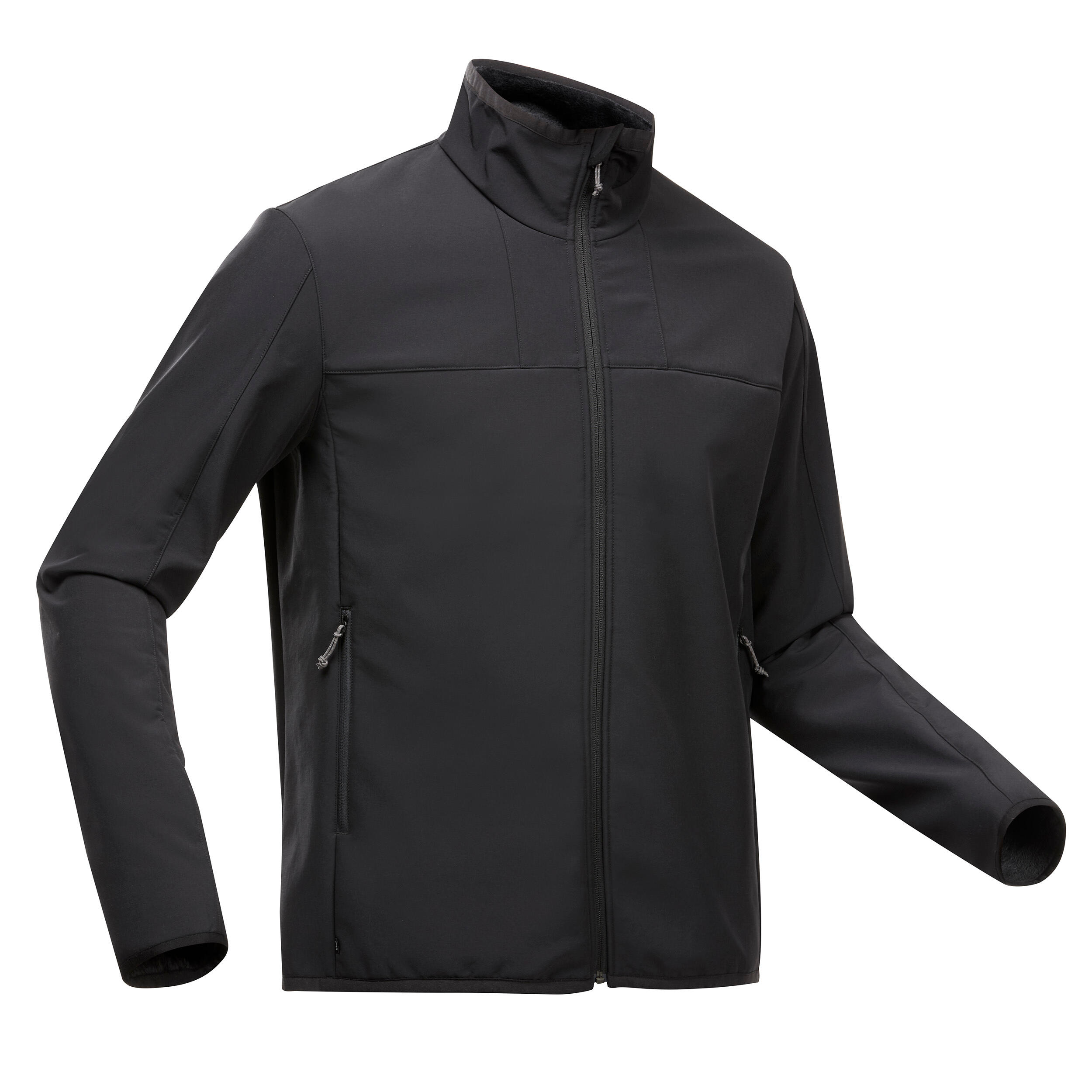 Erkek Outdoor Trekking Rüzgar Kesen Softshell Mont - Siyah - MT100