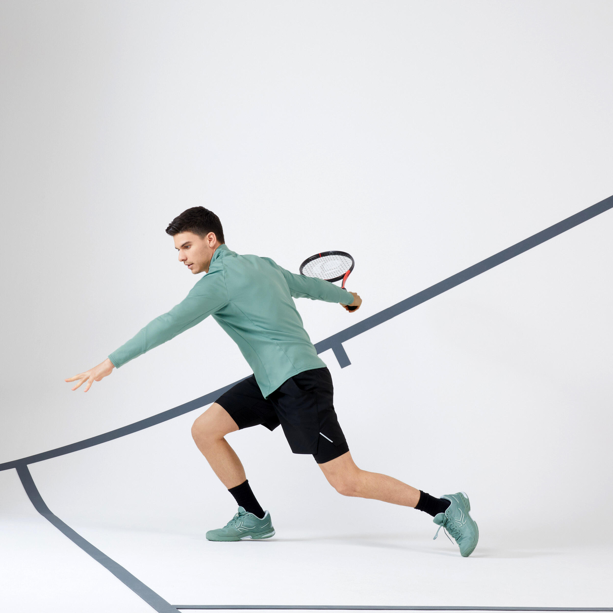 Erkek 2'si 1 Arada Tenis Şortu - Siyah/Siyah - Artengo Thermic