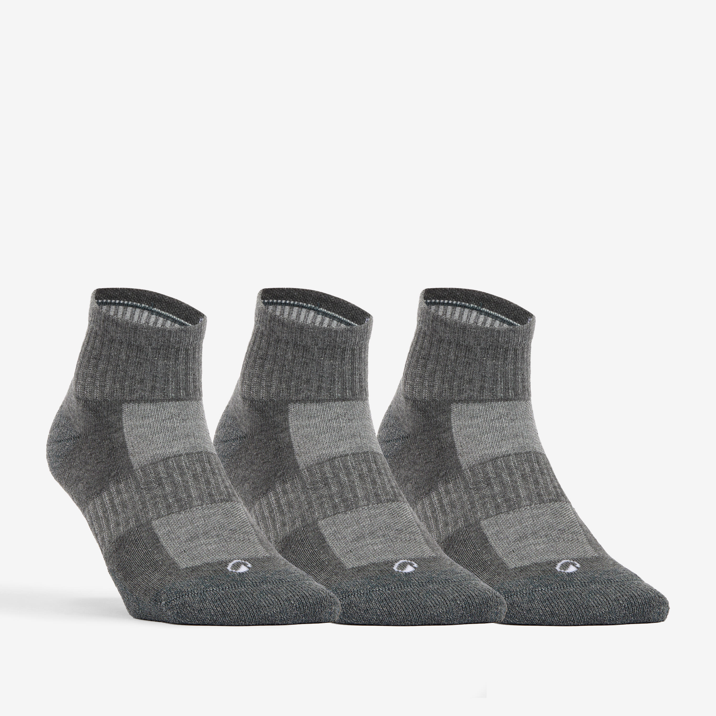 جوراب تنیس ساق متوسط - بسته ۳ عددی - خاکستری - Decathlon RS 500
