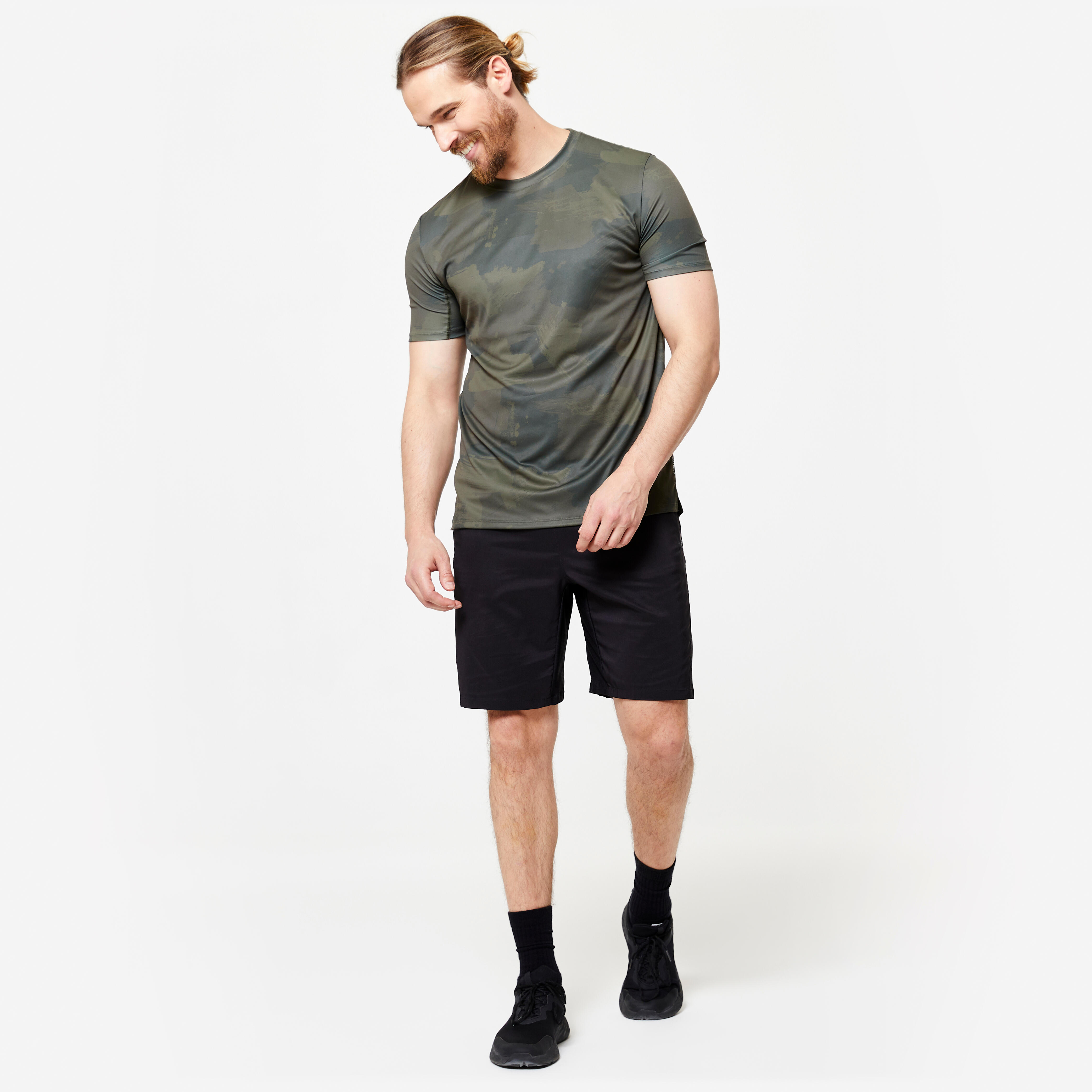Fermuarlı Cepli Fitness Şortu - Füme Siyah