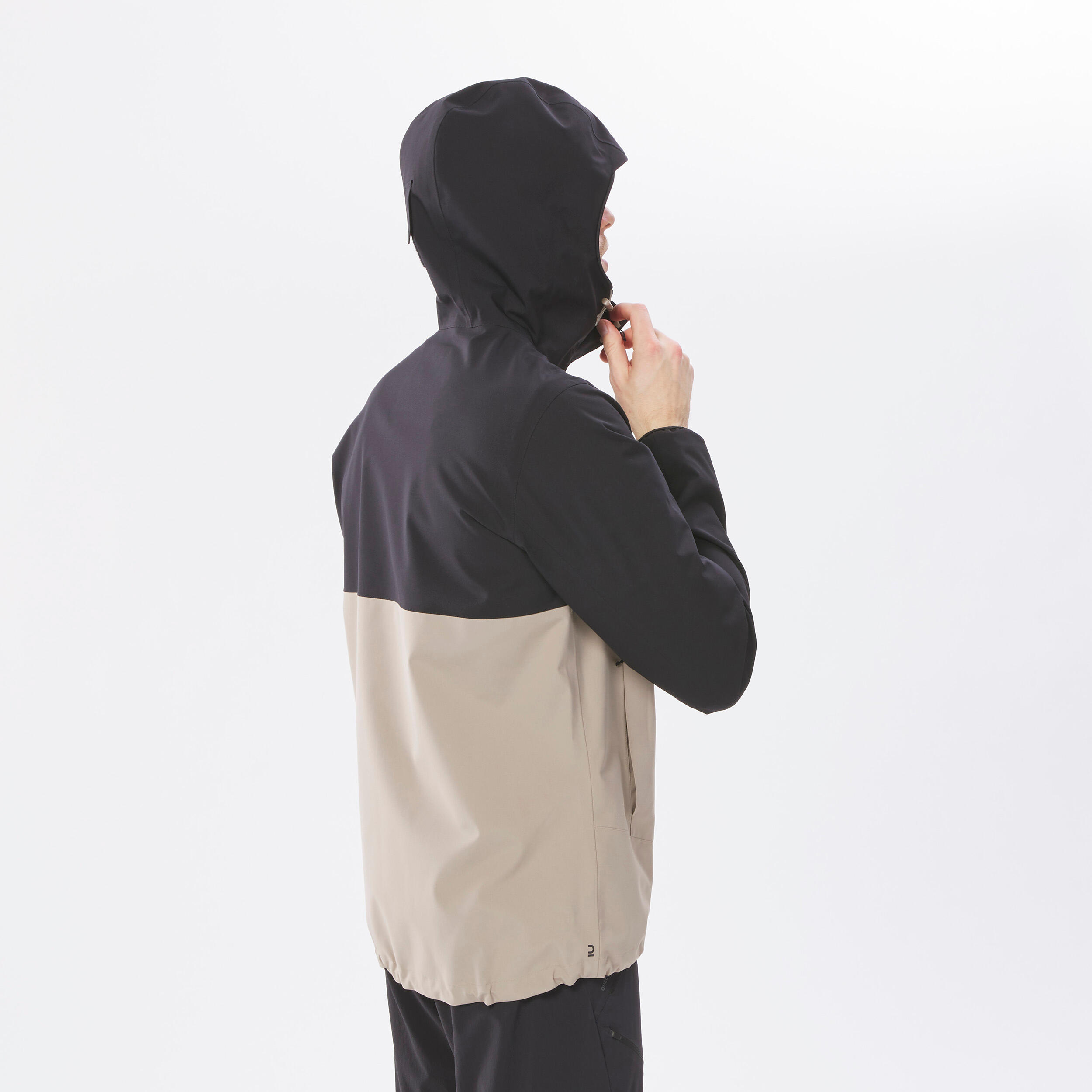 کاپشن بارانی مردانه فضای باز QUECHUA – مشکی/بژ – MH150