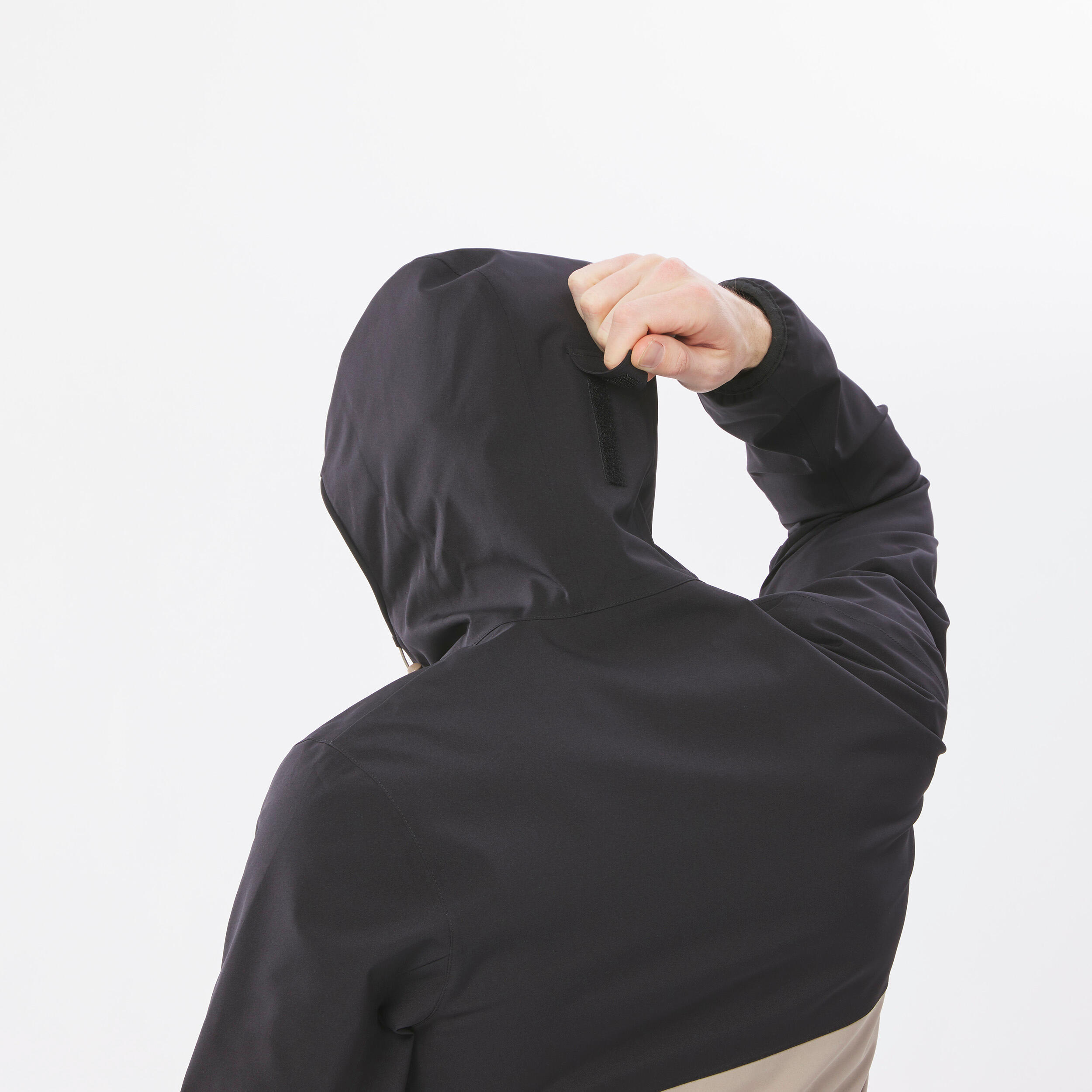 کاپشن بارانی مردانه فضای باز QUECHUA – مشکی/بژ – MH150