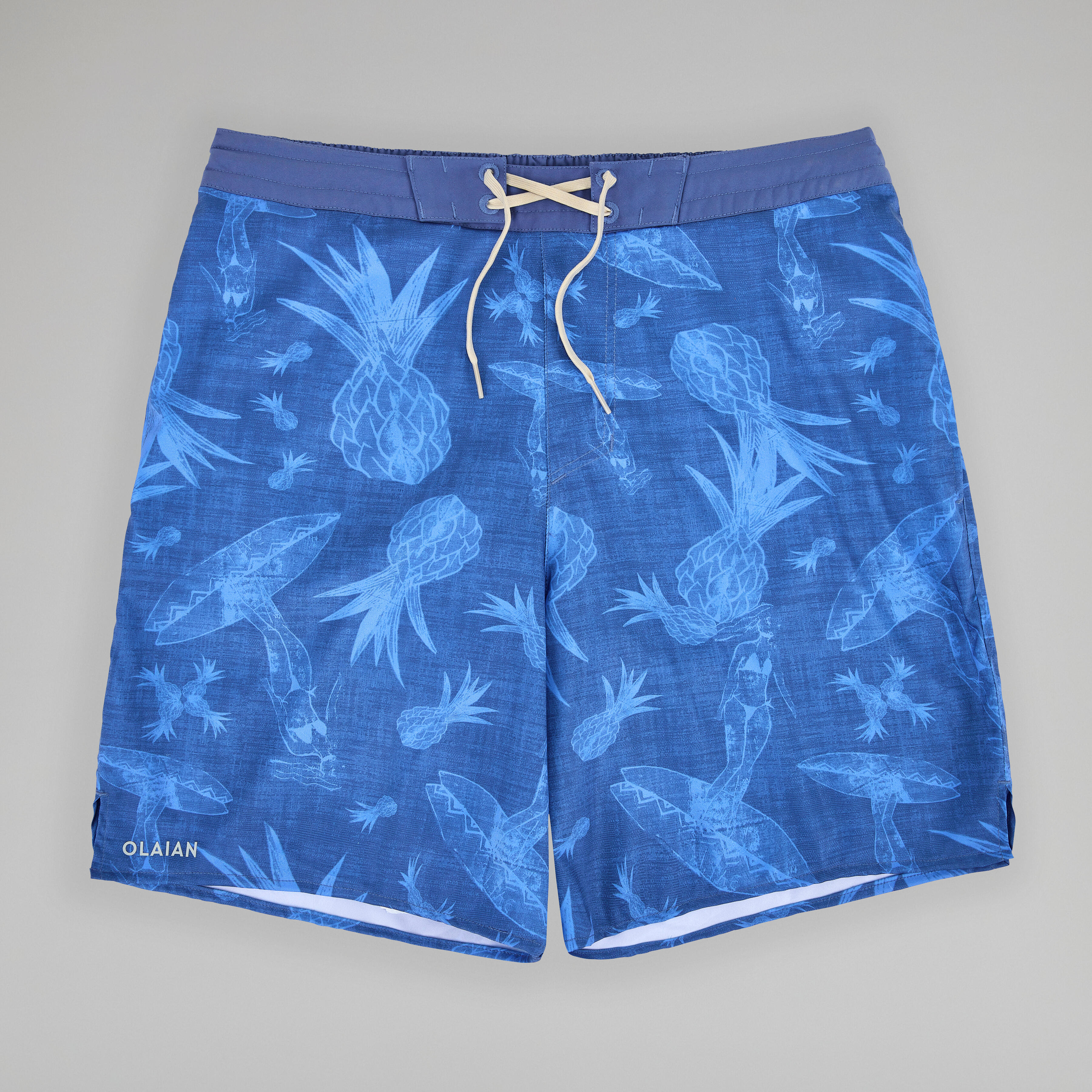 Erkek Uzun Deniz Şortu/Boardshort - Mavi - Desenli - LONG 100