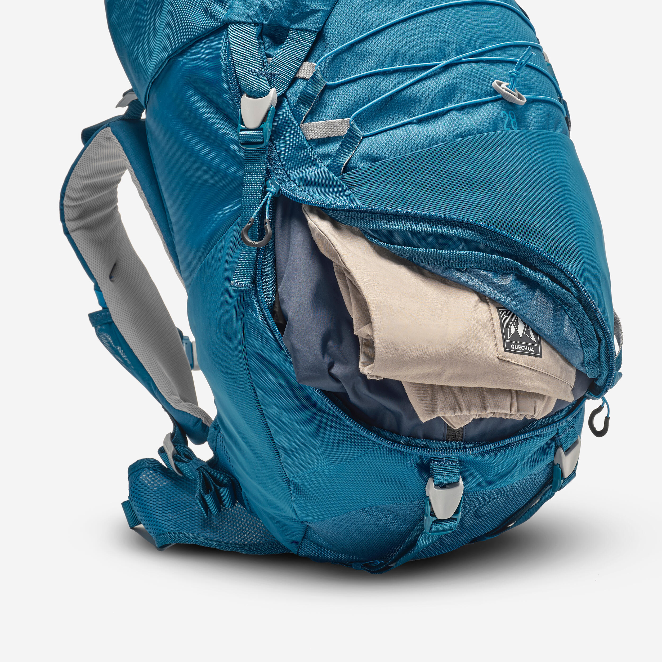 کوله‌پشتی فضای باز بچگانه QUECHUA - مناسب ۷ تا ۱۵ سال - ظرفیت ۲۸ لیتر - رنگ آبی - مدل MH500
