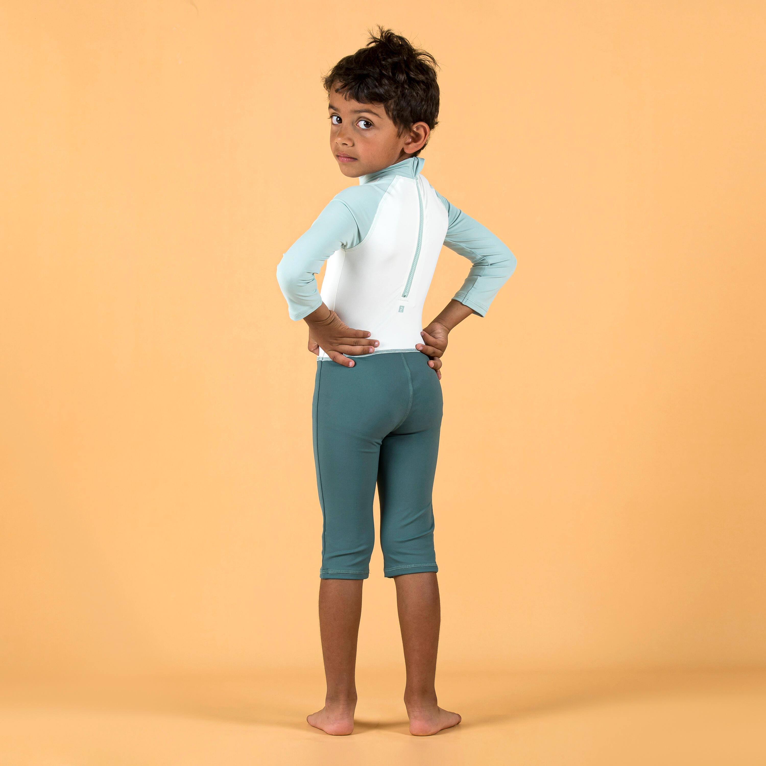 لباس شنا وت سوت آستین بلند ضد UV نوزاد و کودک آبی طرح دار Bebek / Çocuk UV Korumalı Uzun Kollu Wetsuit - Baskılı / Mavi