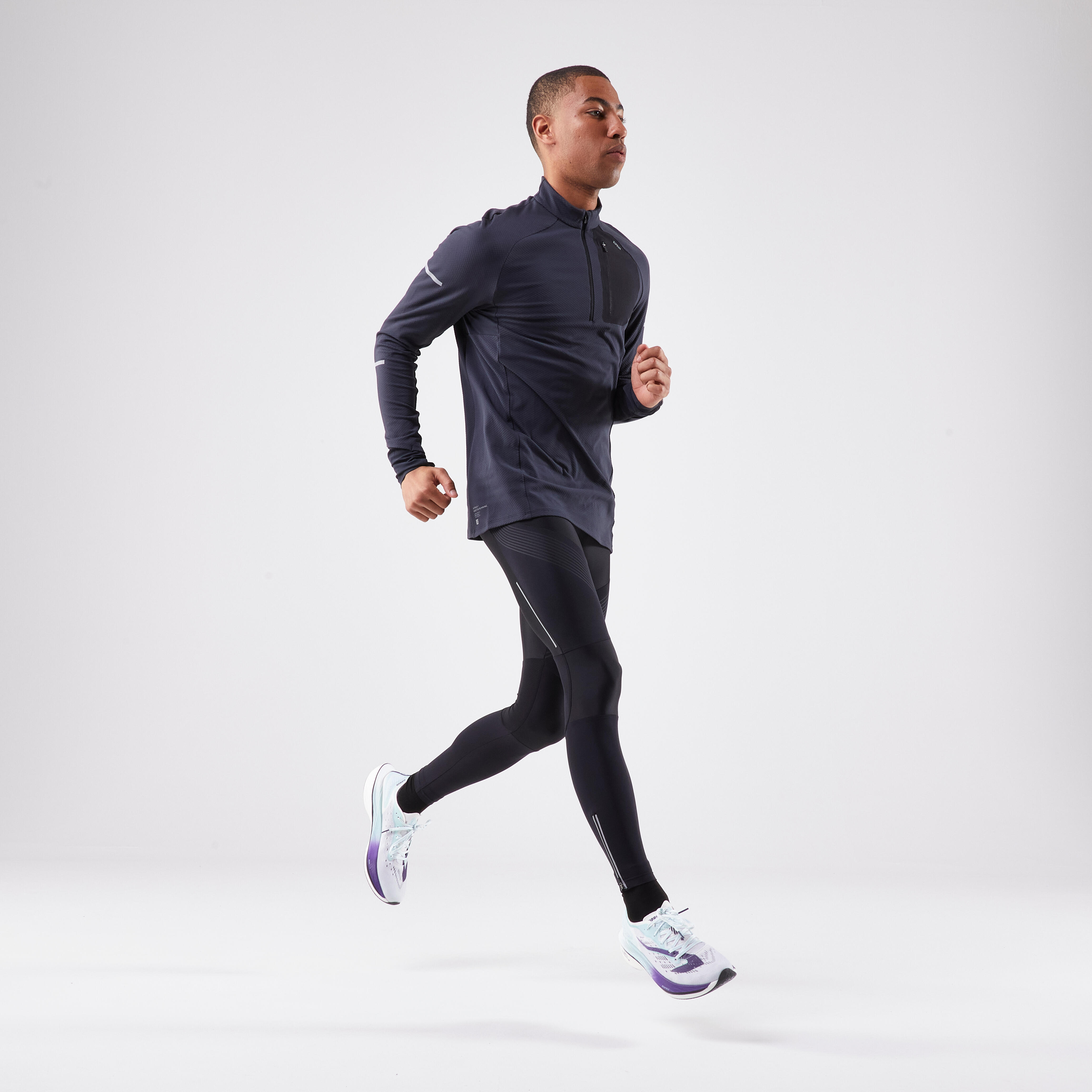 Erkek Uzun Kollu Tişört - Koşu - Siyah - Kiprun Run 900 Warm