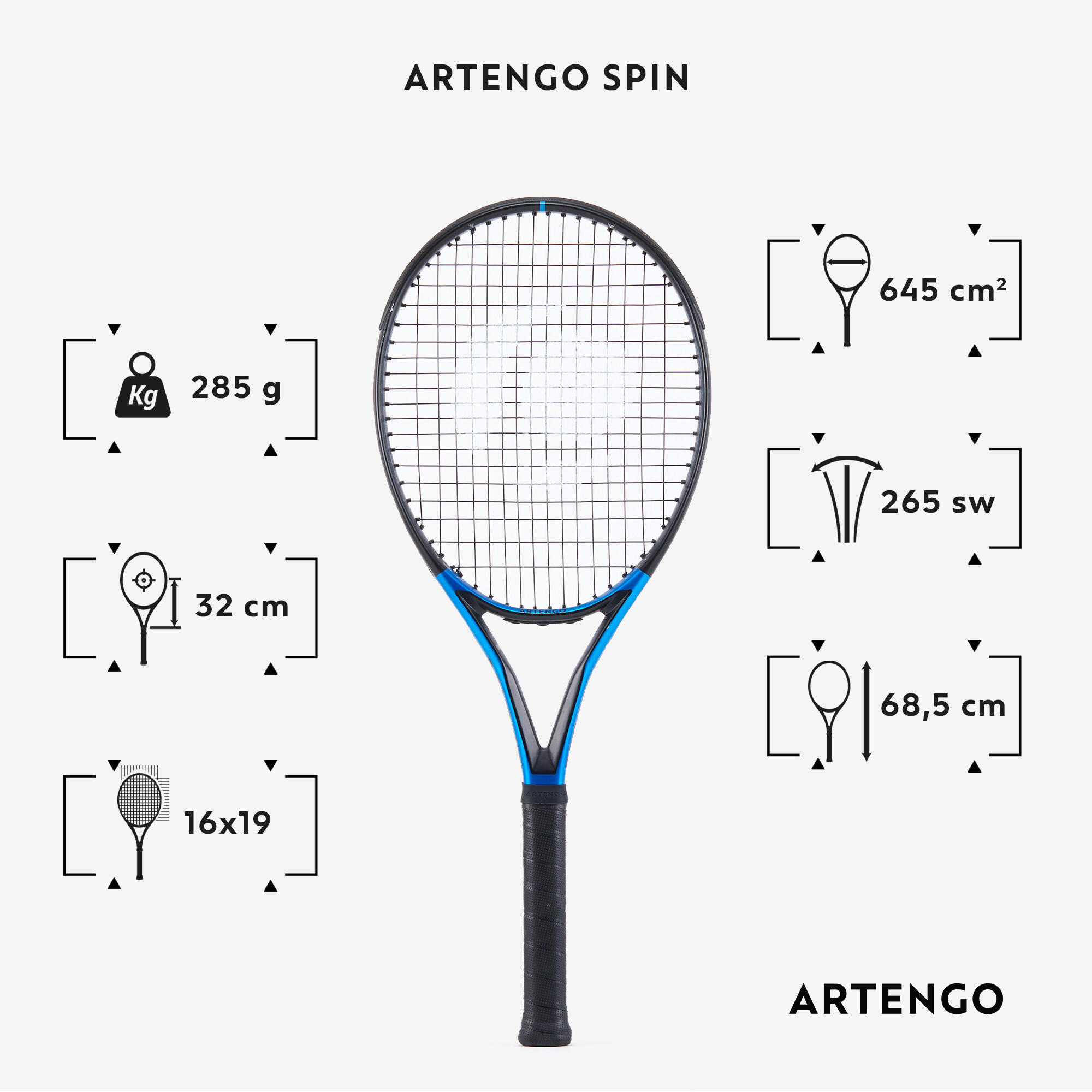 راکت تنیس بزرگسال ARTENGO - وزن ۲۸۵ گرم - مدل TR930 SPIN