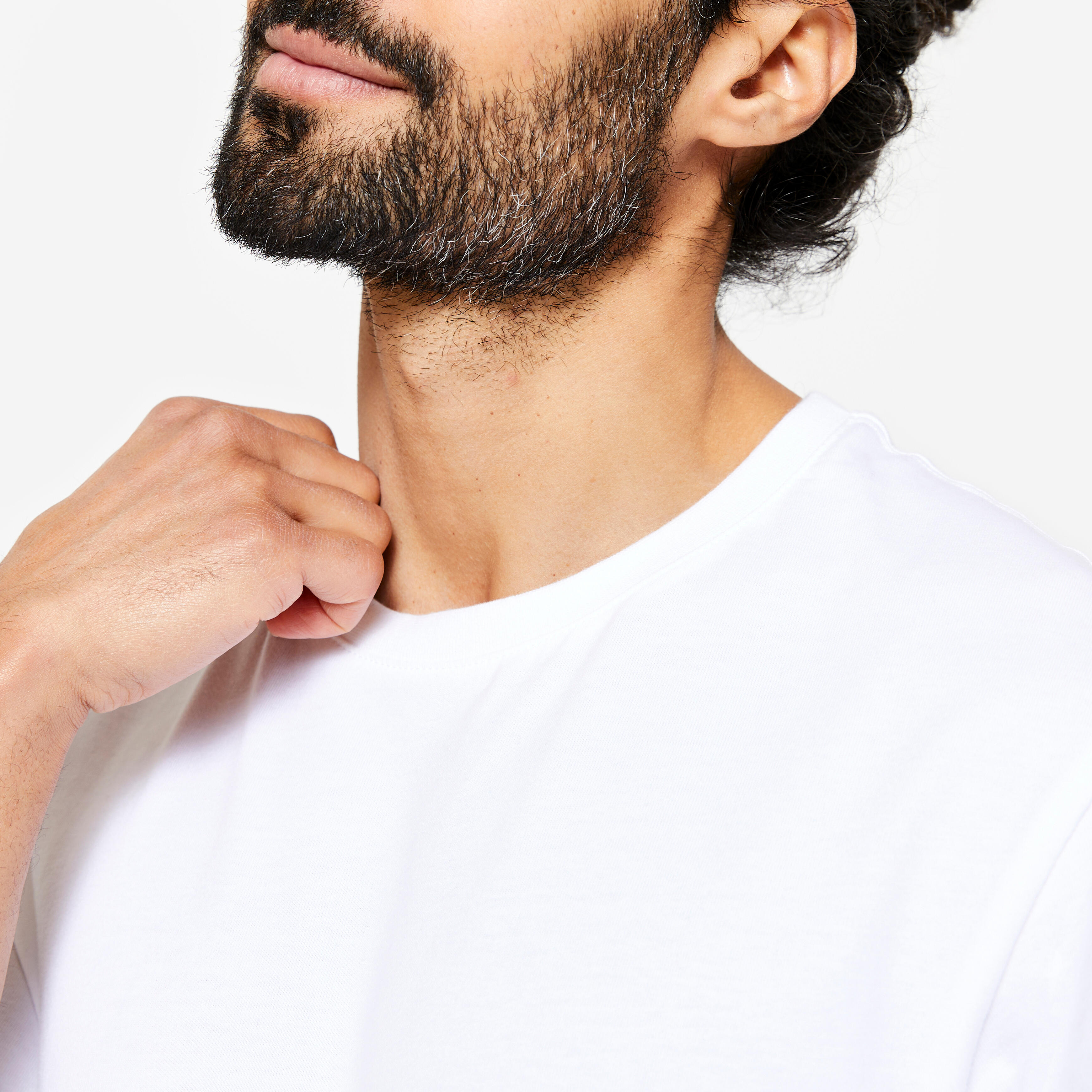 تیشرت ورزشی مردانه DOMYOS – آستین کوتاه، یقه دوچرخه‌ای – رنگ سفید
