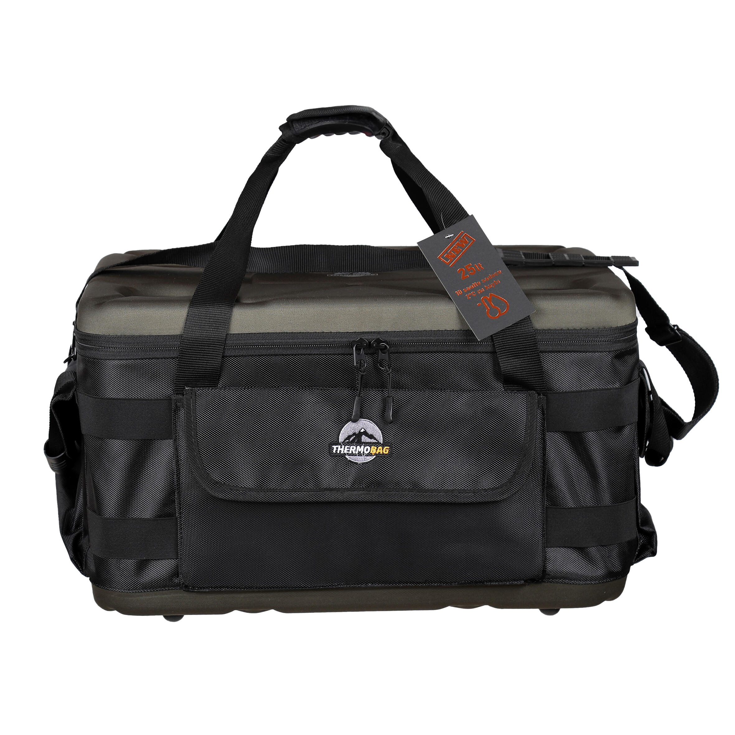 کیف خنک نگهدارنده عایق حرارتی ماهیگیری خاکی ۲۵ لیتری مدل Thermobag با ماندگاری سرمای ۸ تا ۱۸ ساعت Thermobag Soğutucu Termos Çanta - 25 L - Haki - Balıkçılık - 8-18 Saat