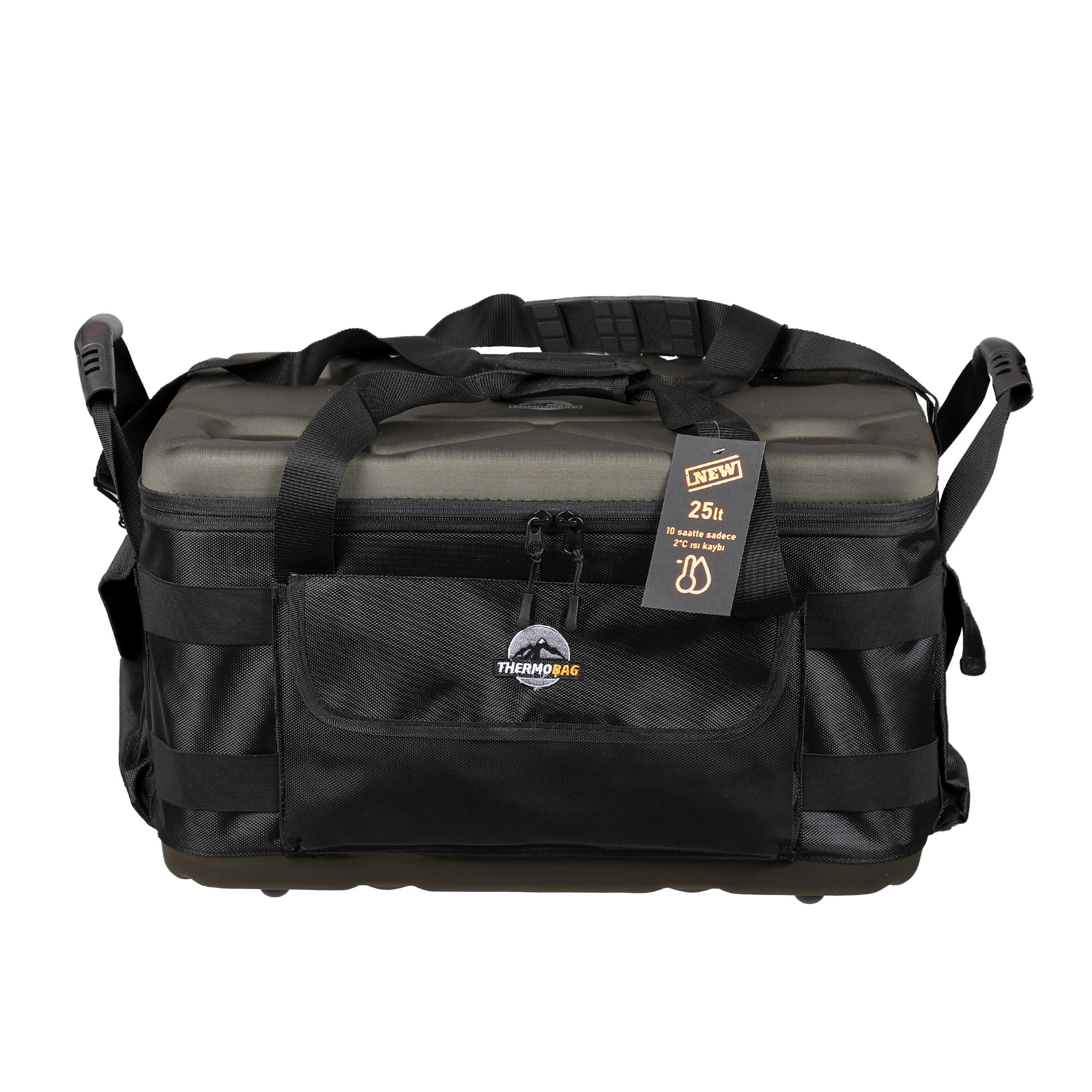 کیف خنک نگهدارنده عایق حرارتی ماهیگیری خاکی ۲۵ لیتری مدل Thermobag با ماندگاری سرمای ۸ تا ۱۸ ساعت Thermobag Soğutucu Termos Çanta - 25 L - Haki - Balıkçılık - 8-18 Saat