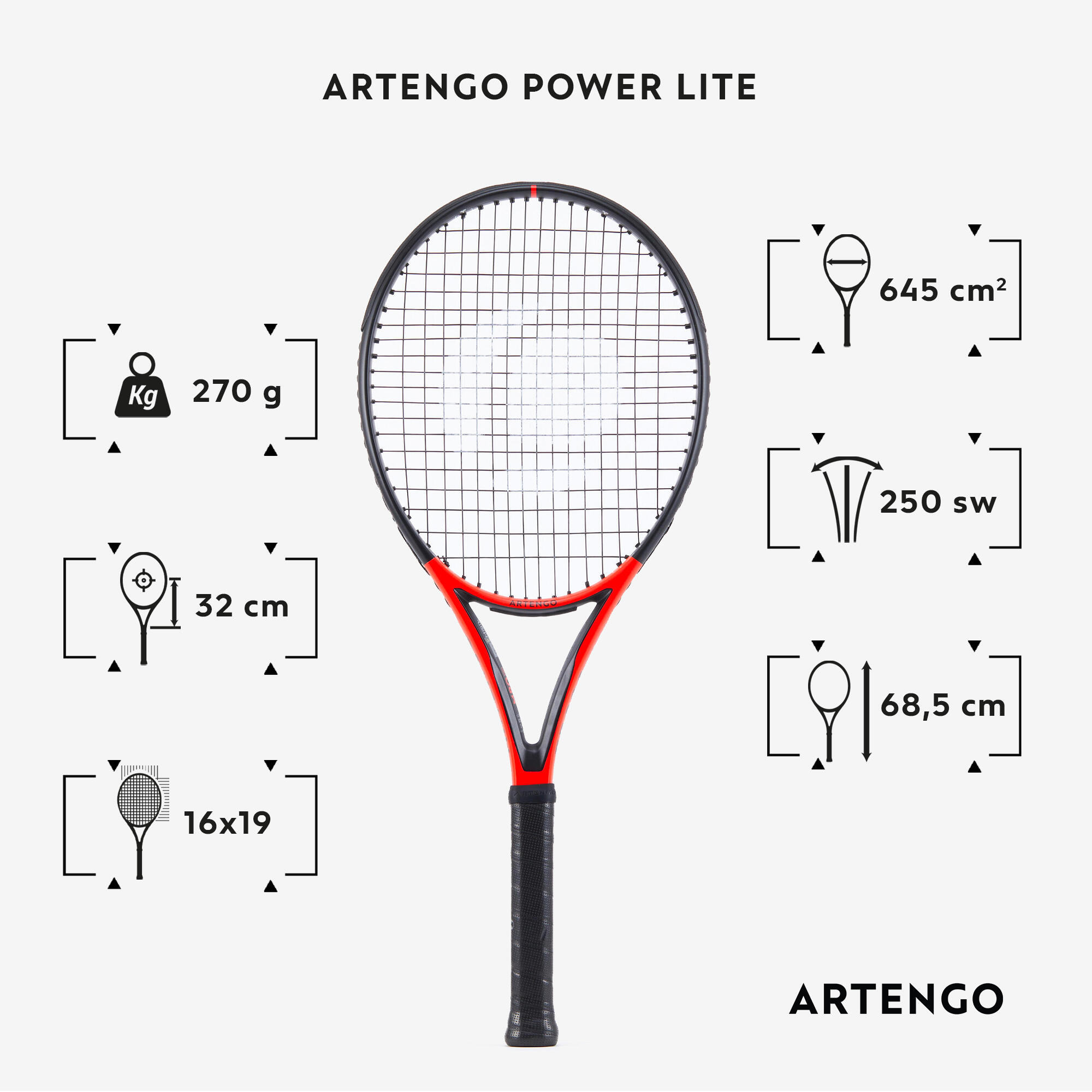 راکت تنیس بزرگسال ARTENGO – 270 گرم – TR990 POWER LITE راکت تنیس بزرگسال ARTENGO – 270 گرم – TR990 POWER LITE