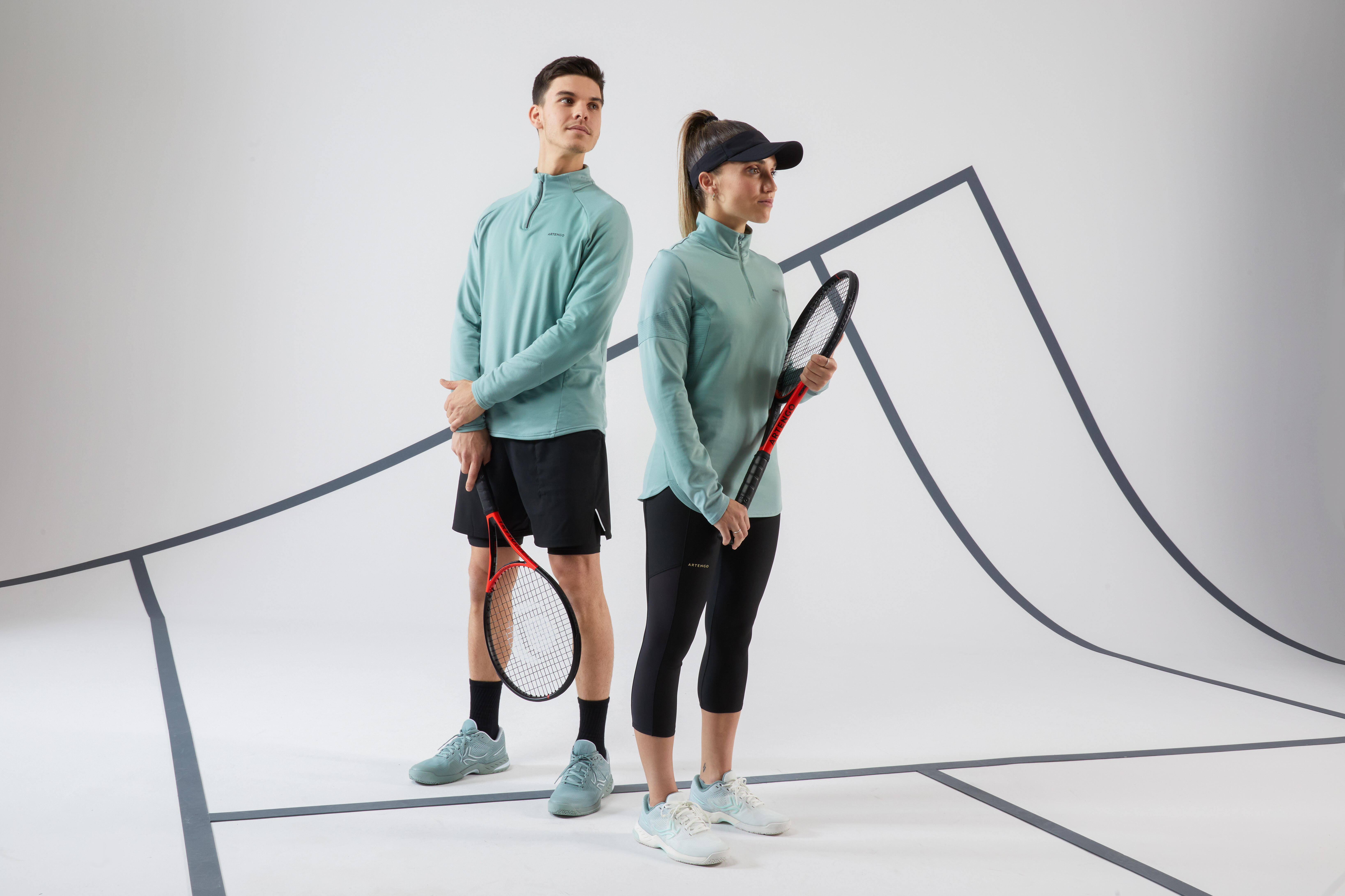 Erkek 2'si 1 Arada Tenis Şortu - Siyah/Siyah - Artengo Thermic