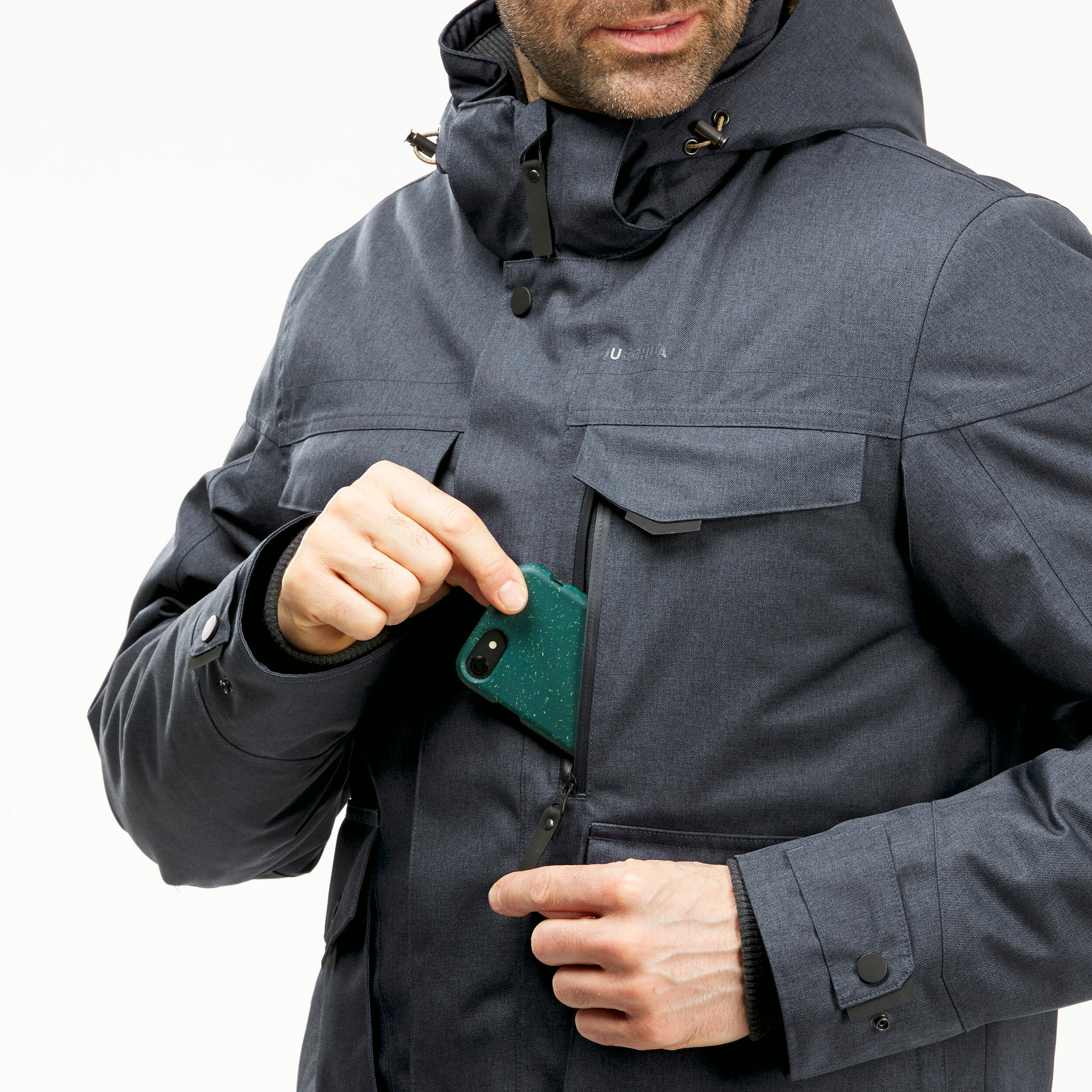 Erkek Su Geçirmez Outdoor Kar Montu/Kışlık Mont - Gri - NH500 -10 °C