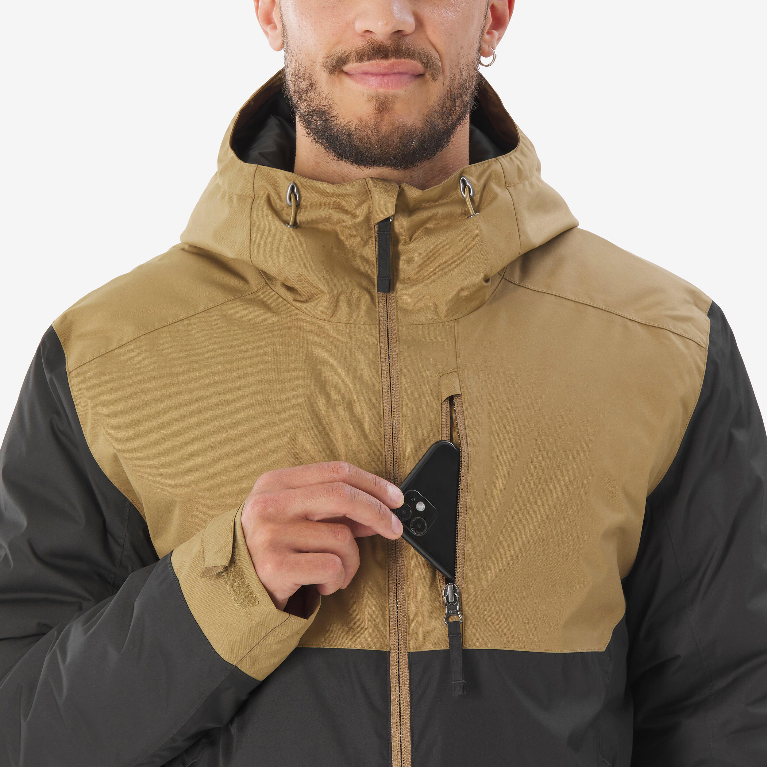 Erkek Outdoor Su Geçirmez Kar Montu/Kışlık Mont - Bej/Kahverengi - NH500 -10 °C کاپشن زمستانی و برفی مردانه ضدآب – قهوهای – SH500 مناسب تا °C-10