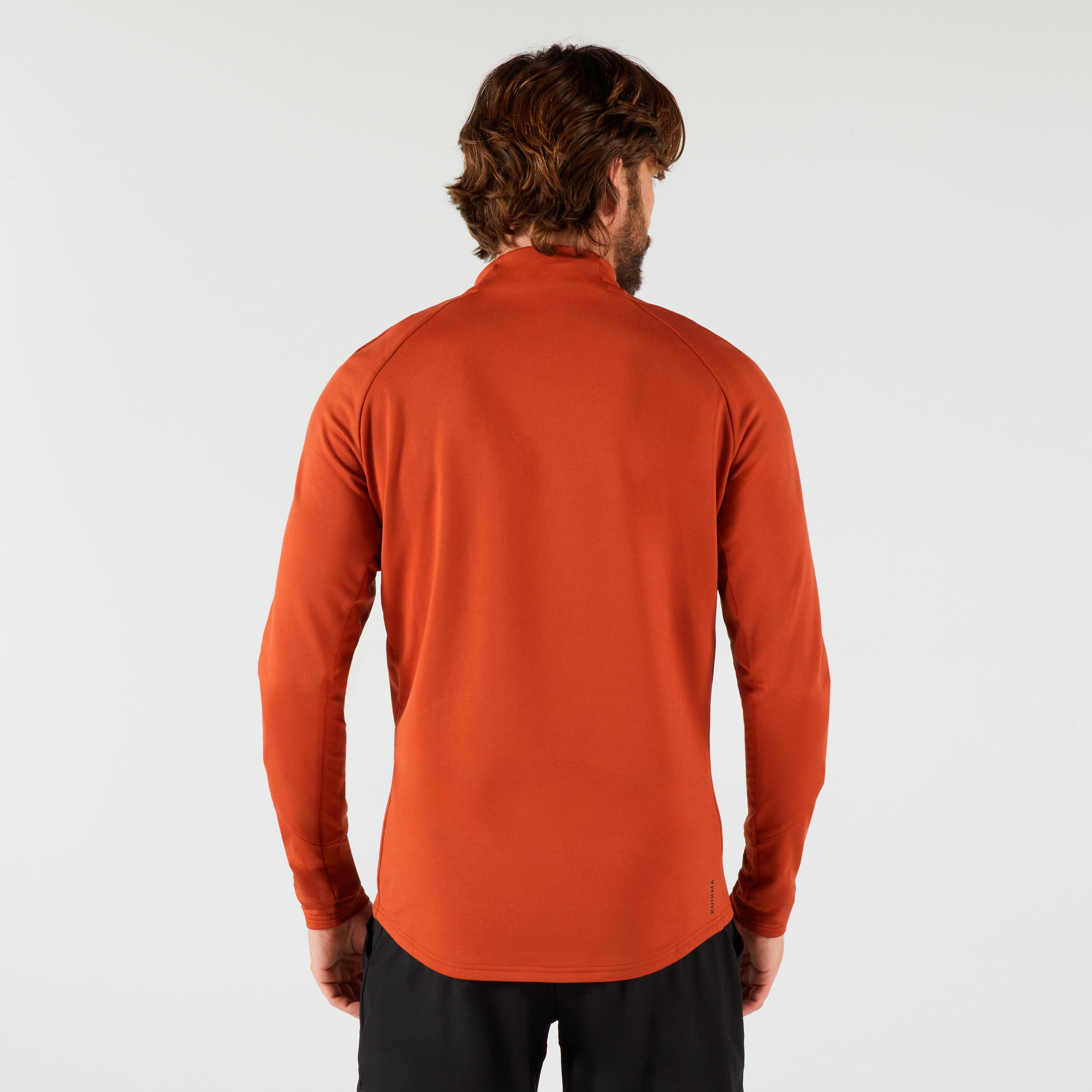 Erkek Uzun Kollu Yarım Fermuarlı Tenis Sweatshirtü - Terracotta Rengi - Thermic