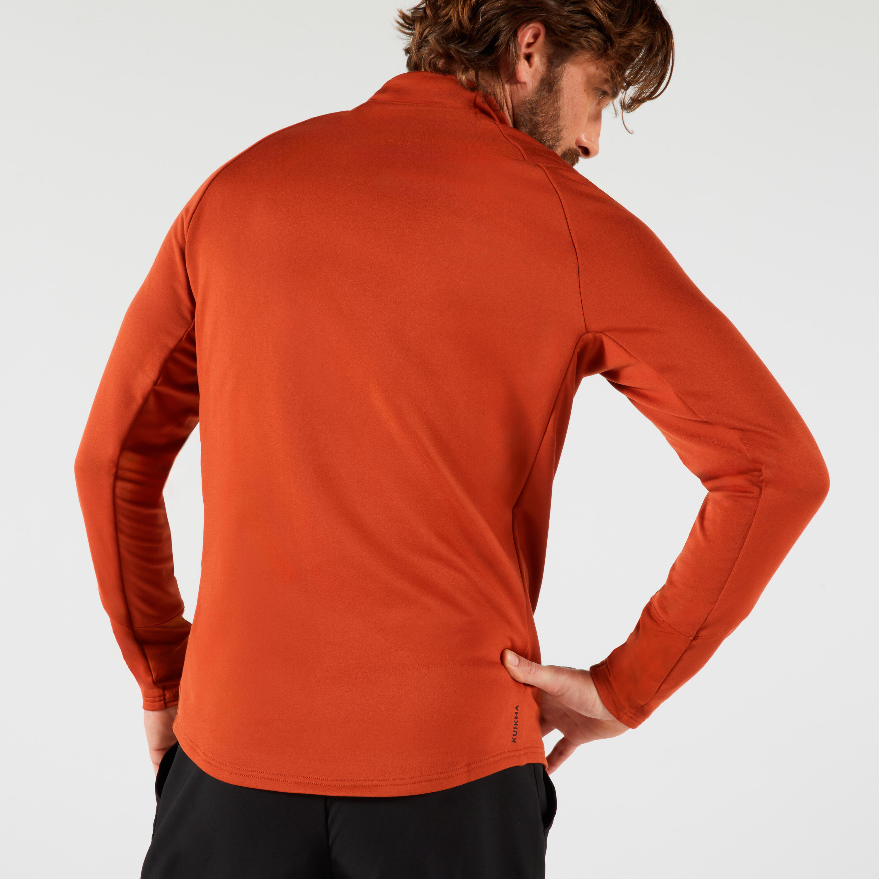 Erkek Uzun Kollu Yarım Fermuarlı Tenis Sweatshirtü - Terracotta Rengi - Thermic