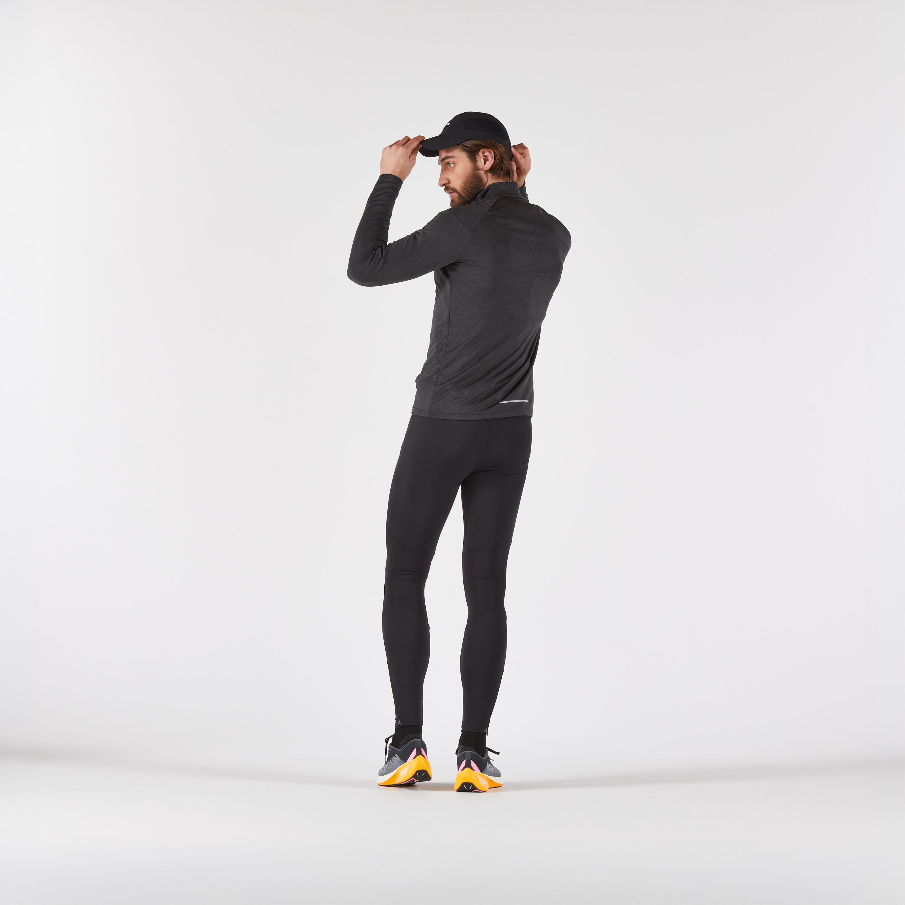 Erkek Uzun Kollu Koşu Tişörtü - Siyah - Kiprun Run 100