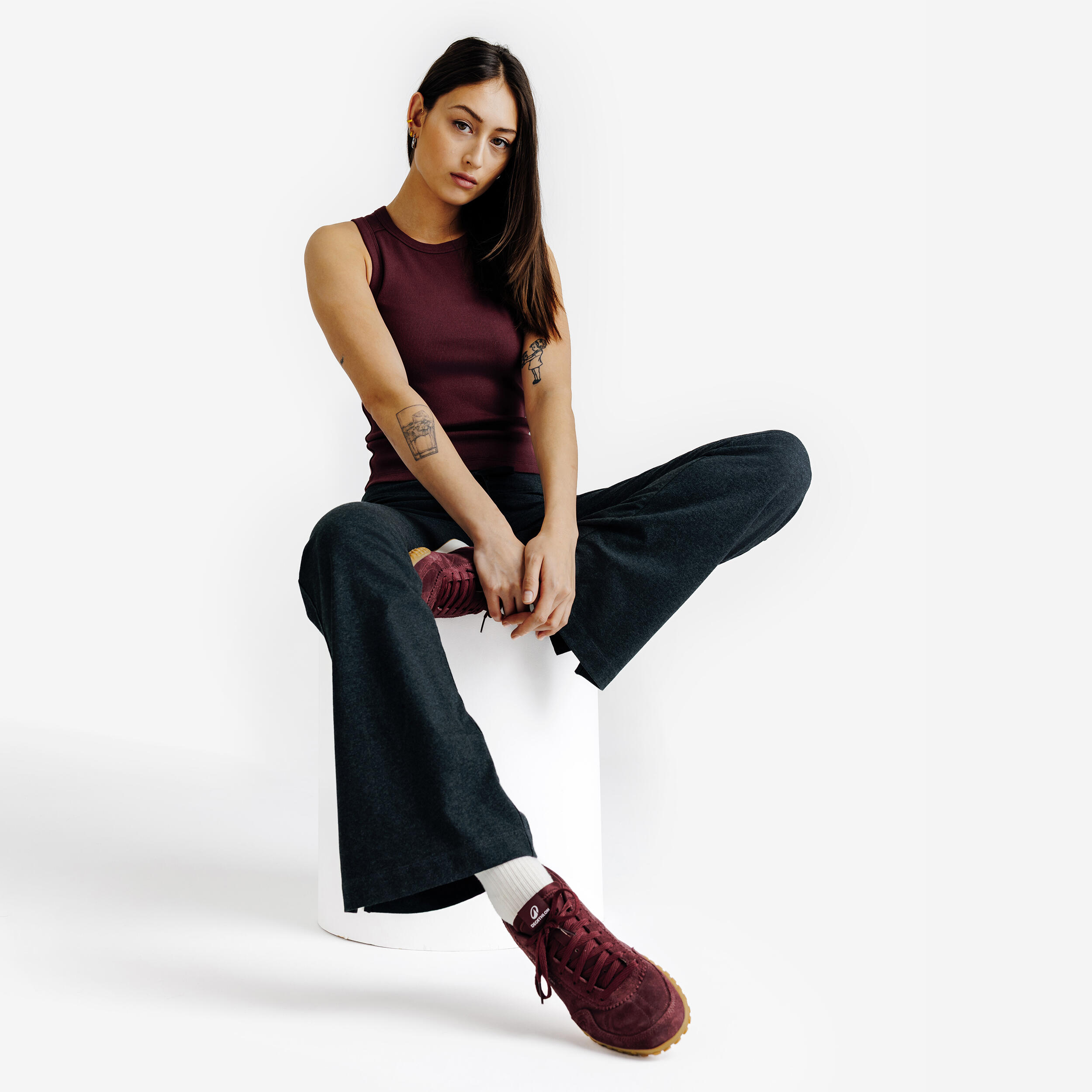 Kadın Süet Spor Ayakkabı - Bordo - RL70