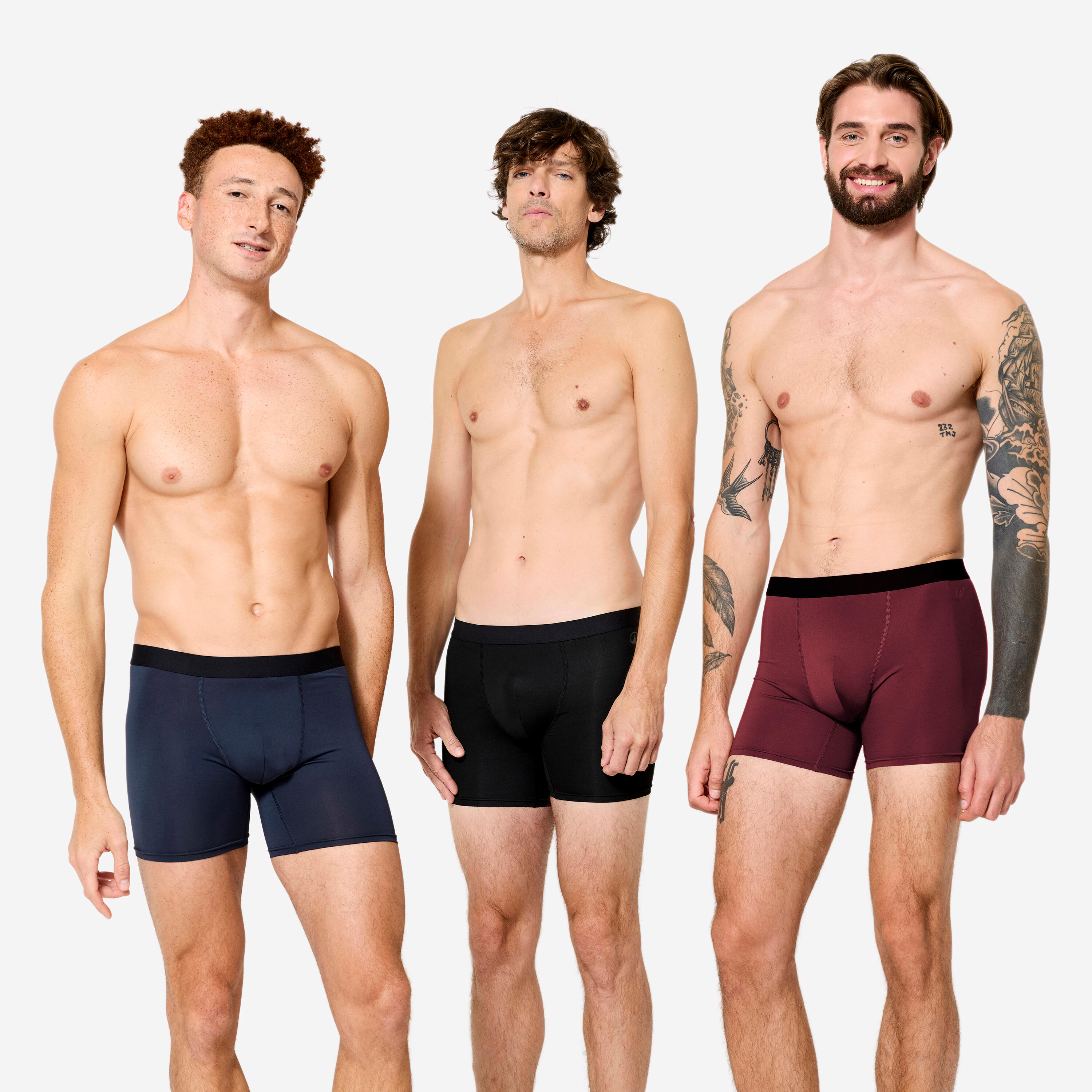 ست شورت باکسر مردانه - بسته ۳ عددی - مشکی / آبی / زرشکی Erkek Boxer Seti - 3'lü Paket - Siyah/Mavi/Bordo