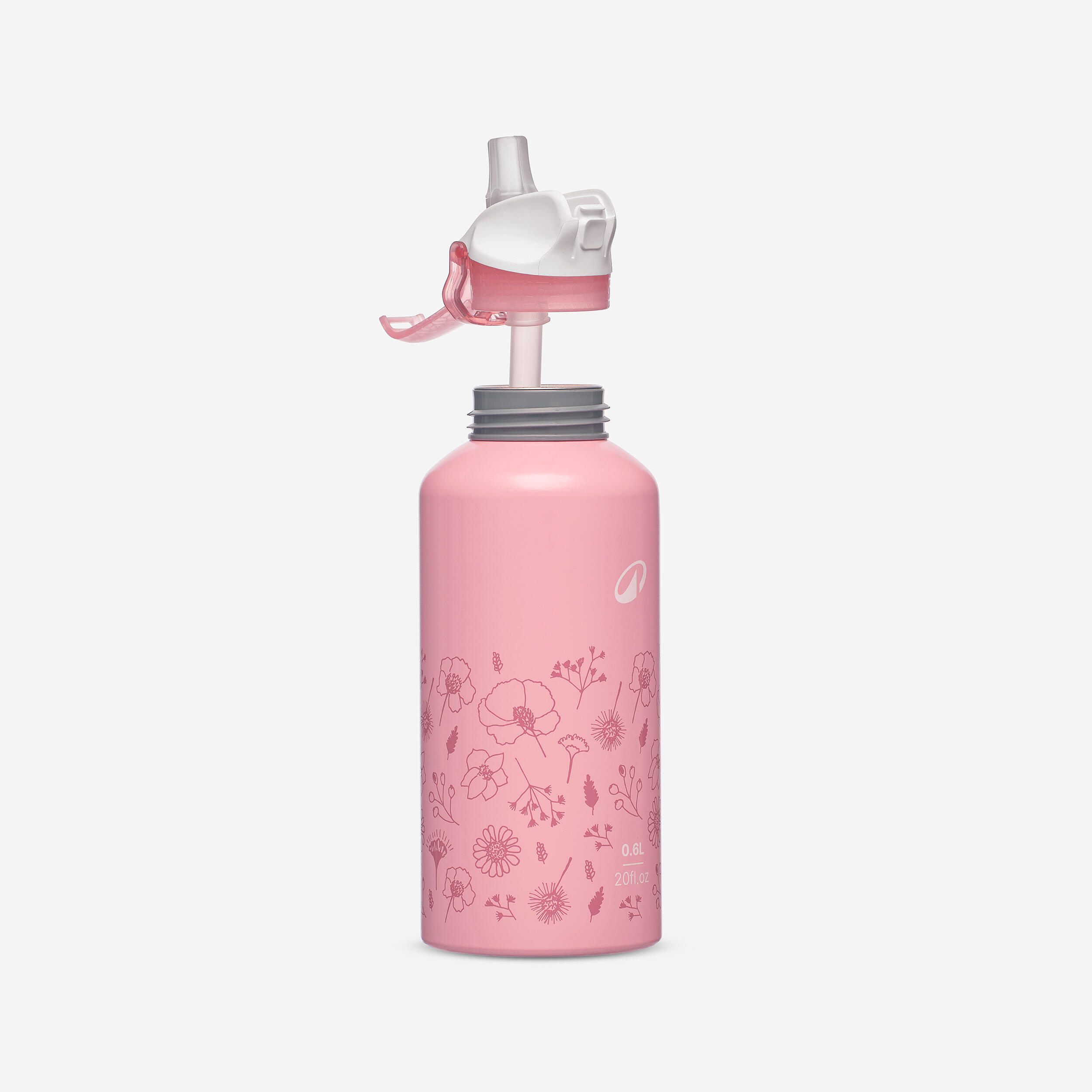 Çocuk Outdoor Pipetli Alüminyum Matara - 0,6 L - Pembe - 500