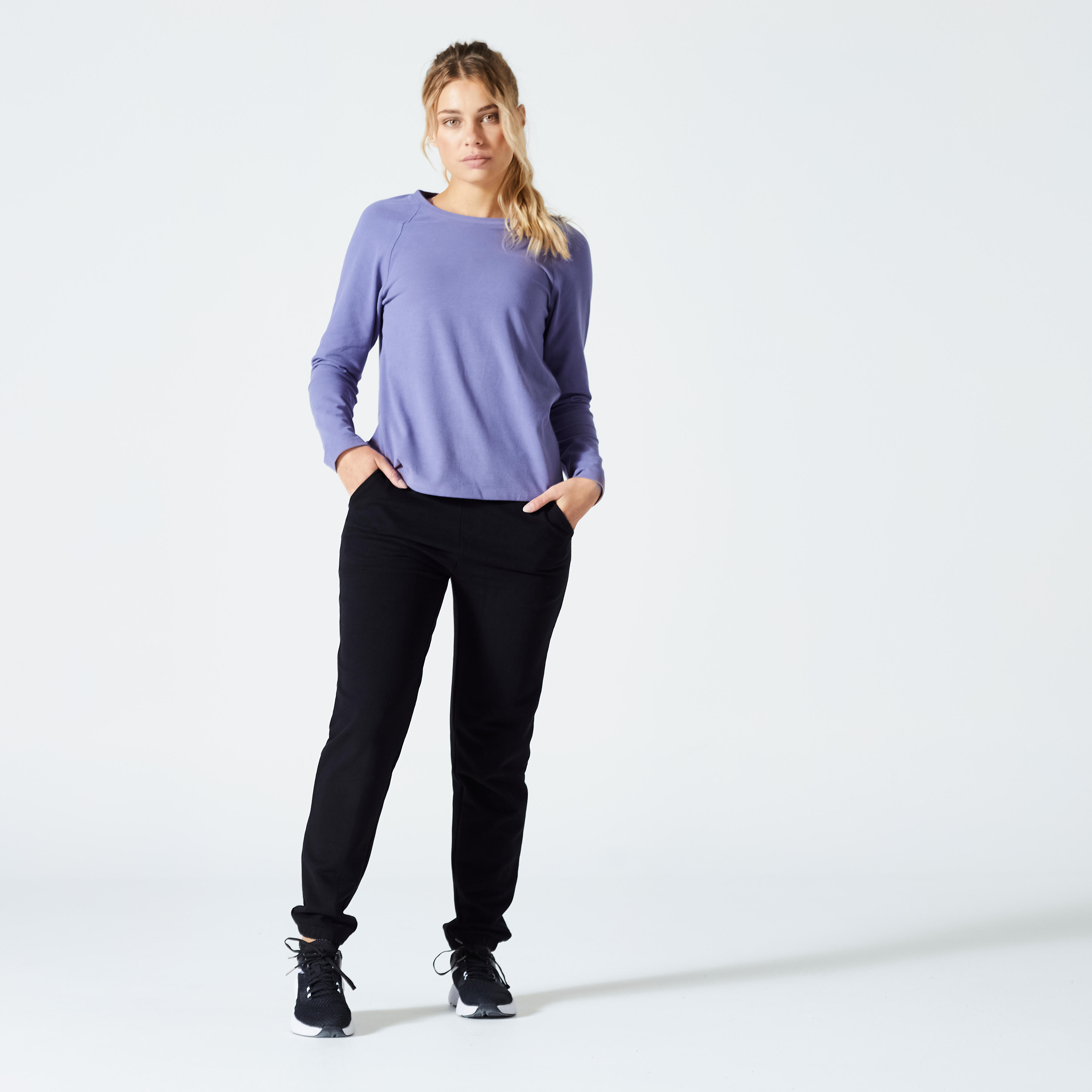 شلوار ورزشی زنانه برای دویدن سبک مدل 500 Slim - مشکی Kadın Hafif Tempolu Koşu Eşofman Altı - Siyah - 500 Slim