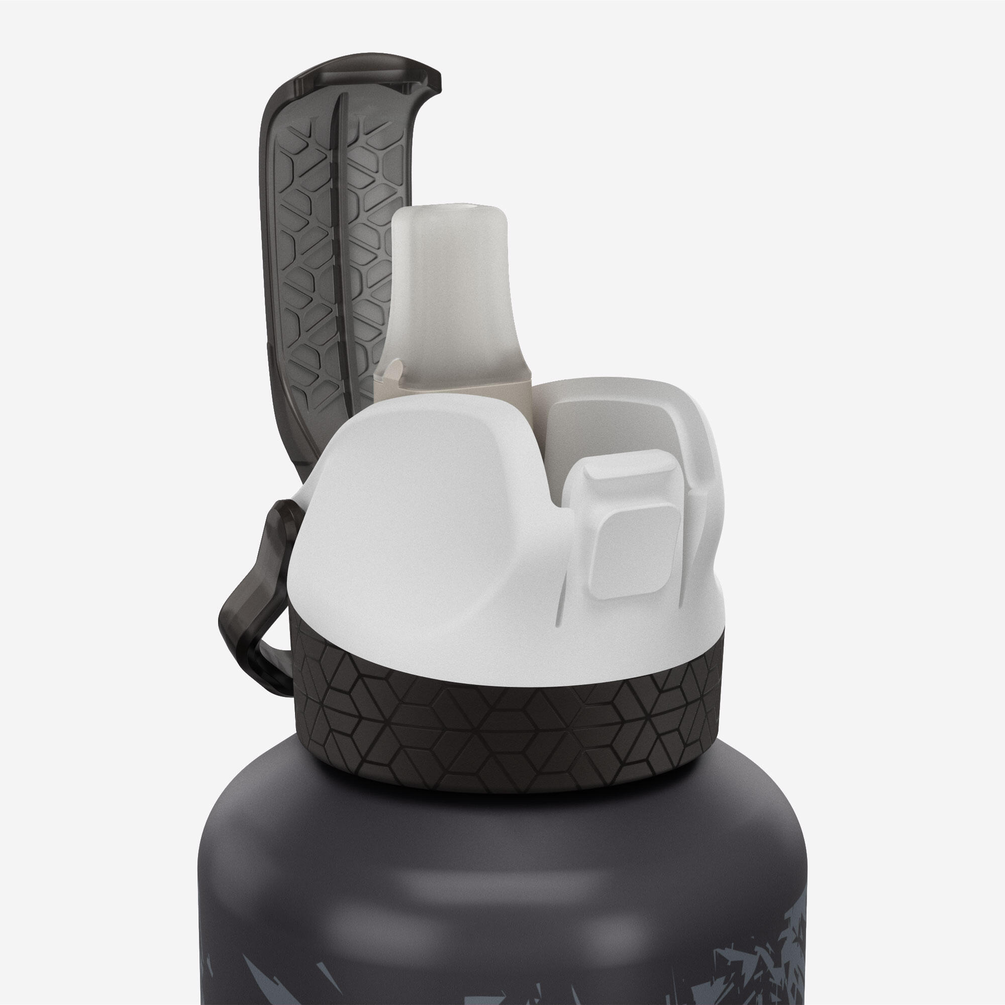 Çocuk Outdoor Pipetli Alüminyum Matara - 0,6 L - Siyah - 500