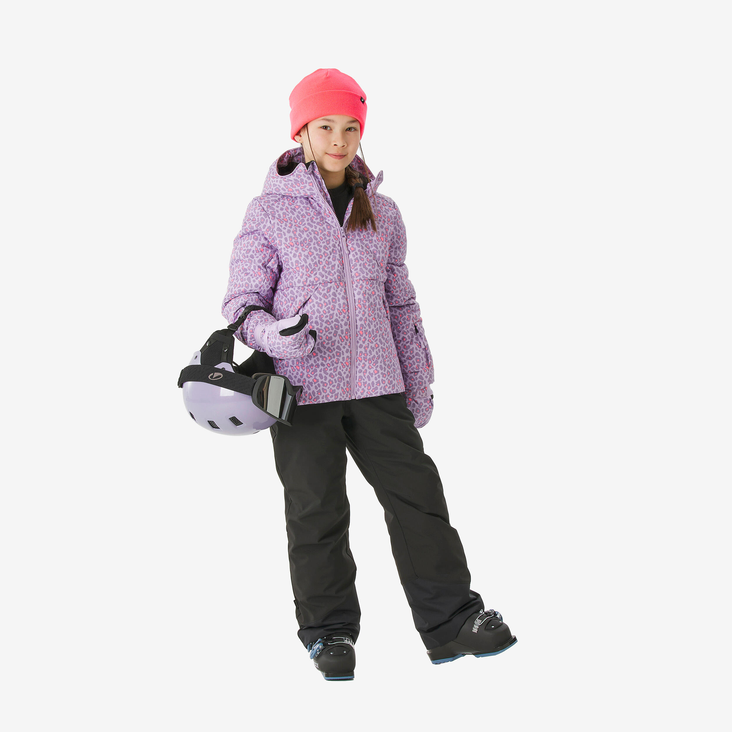 Çocuk Şişme Kayak Montu - 6/14 Yaş - Eflatun/Leopar Desenli - 100 Warm Çocuk Şişme Kayak Montu - 6/14 Yaş - Eflatun/Leopar Desenli - 100 Warm