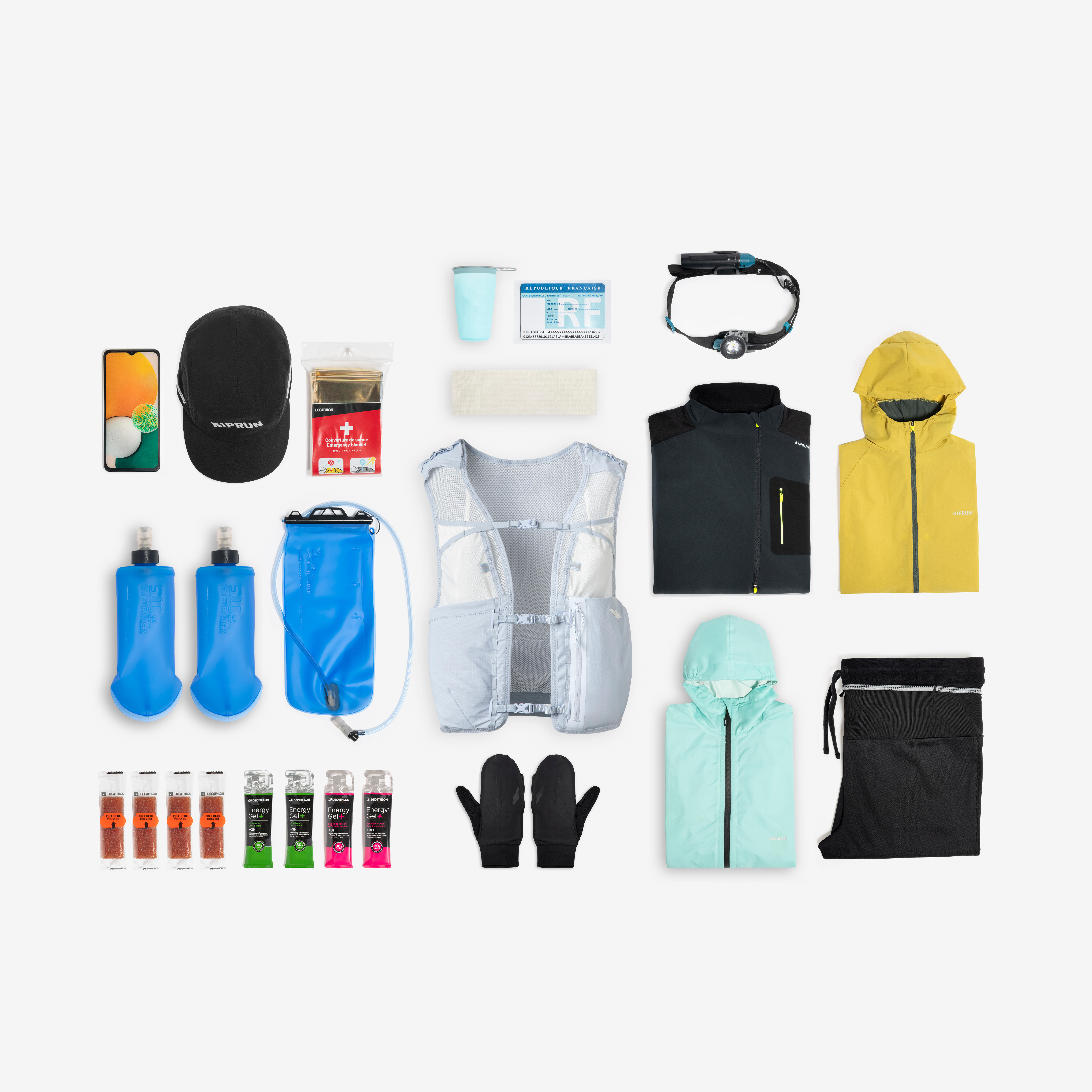 Kadın Arazi Koşusu Çantası - 2 Adet 500 Ml Matara - 8 L - Mavi - Kiprun 900